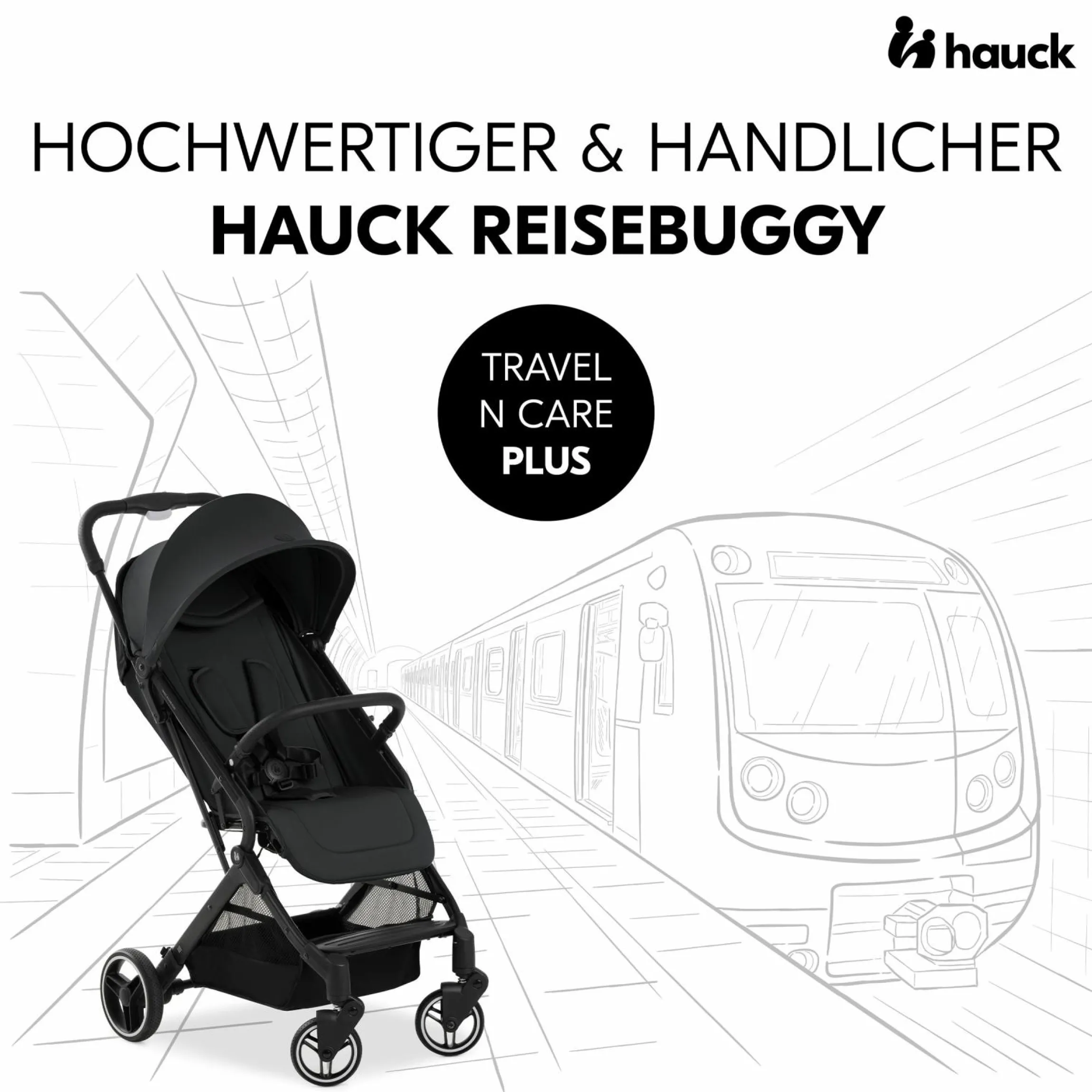 Reisebuggy & Sportwagen Travel N Care Plus inkl. XXL Zubehörpaket & Buggy-Lenkrad - Black