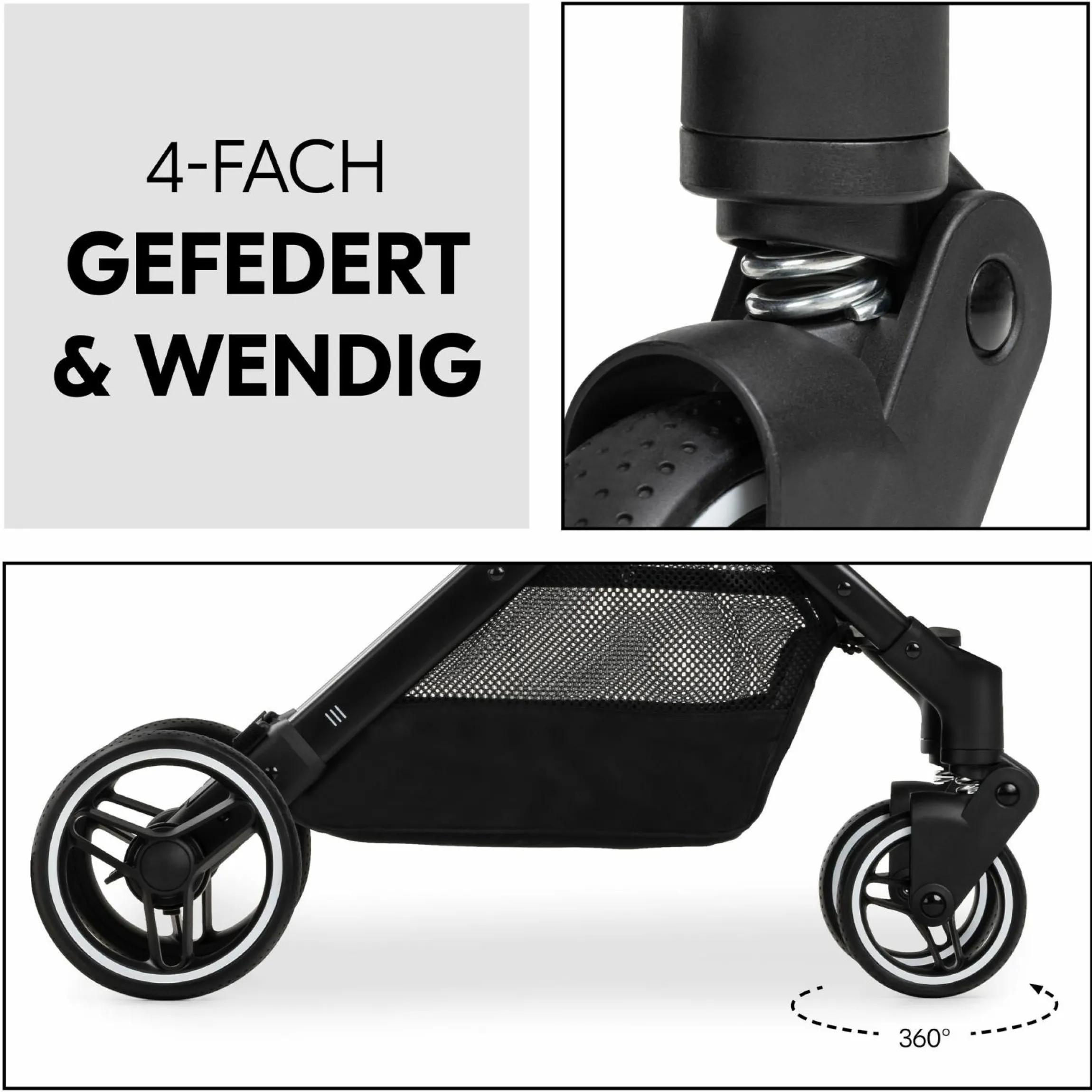 Reisebuggy & Sportwagen Travel N Care Plus inkl. XXL Zubehörpaket & Buggy-Lenkrad - Black