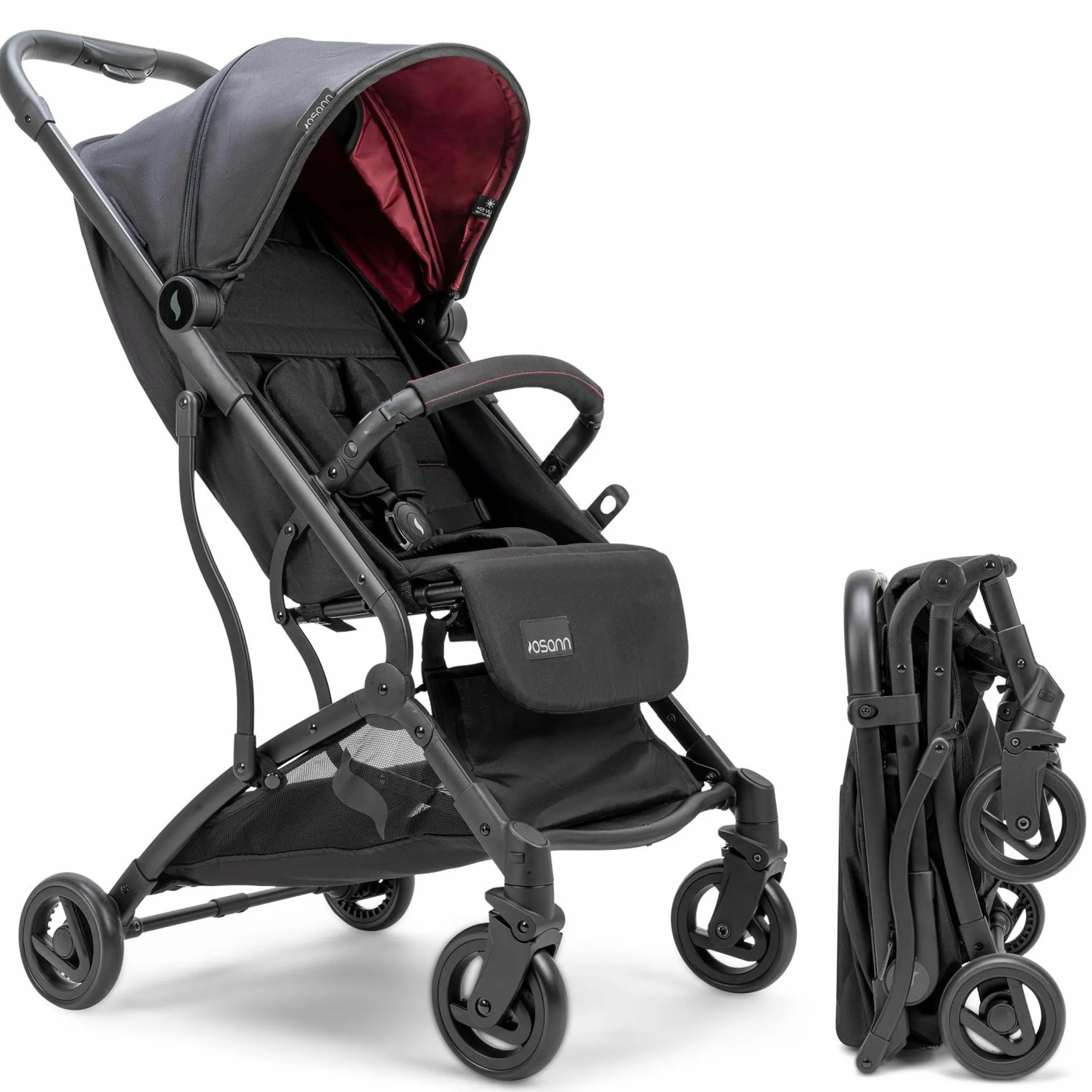 Reisebuggy & Sportwagen Vegas bis 22 kg belastbar nur 6 kg leicht mit Liegeposition - Weinrot - Kollektion 2025