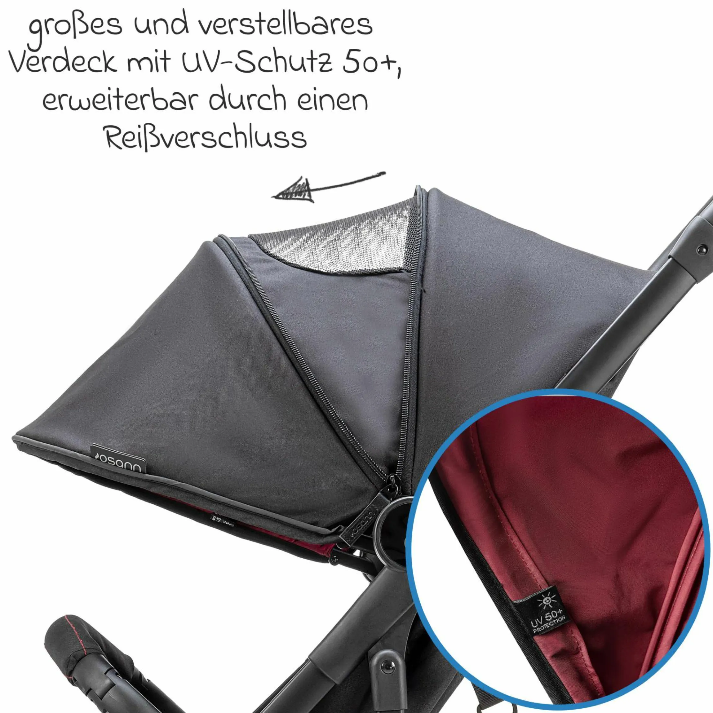 Reisebuggy & Sportwagen Vegas bis 22 kg belastbar nur 6 kg leicht mit Liegeposition - Weinrot - Kollektion 2025