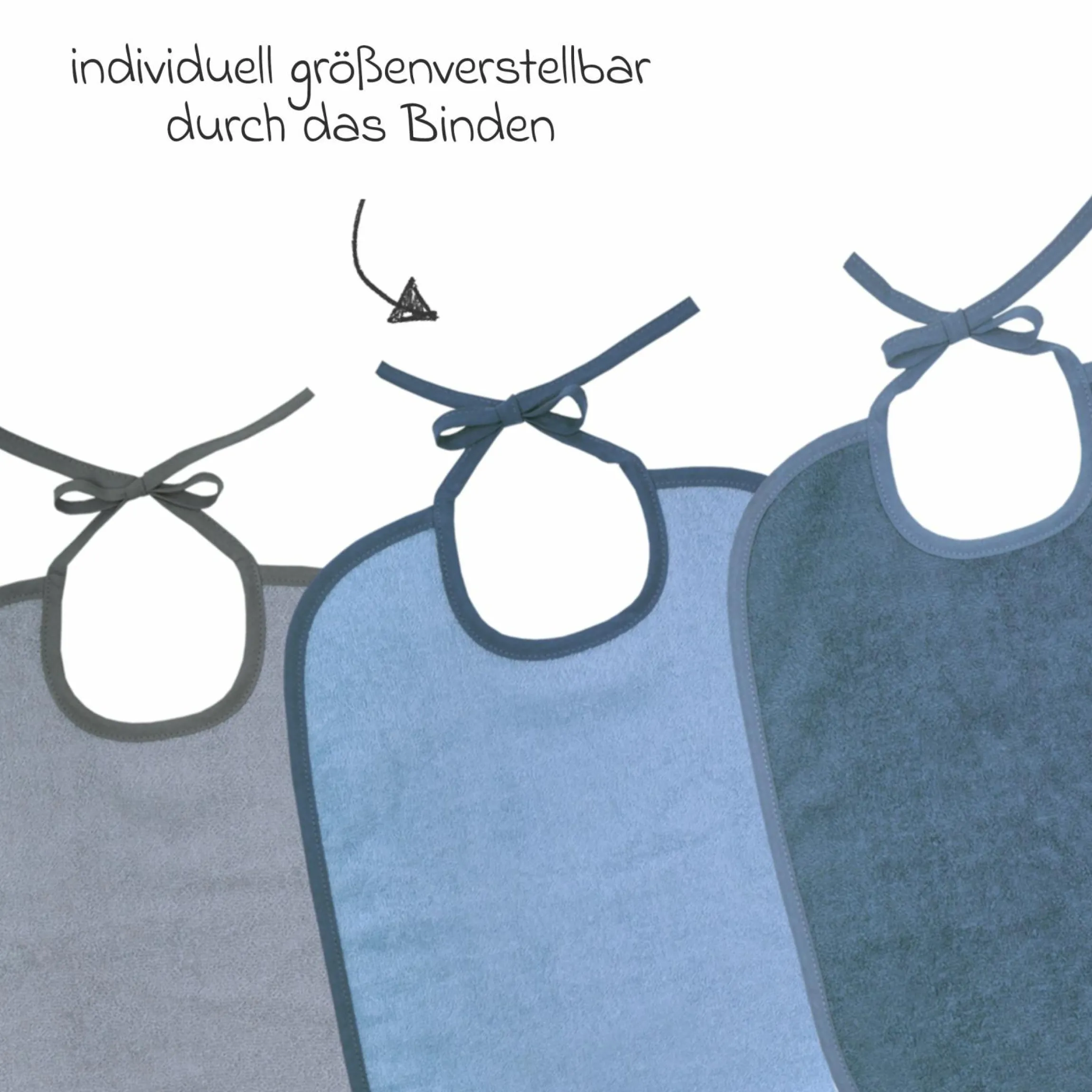 Riesen-Bindelätzchen 3er Pack 32 x 40 cm - Stahlblau-Grau