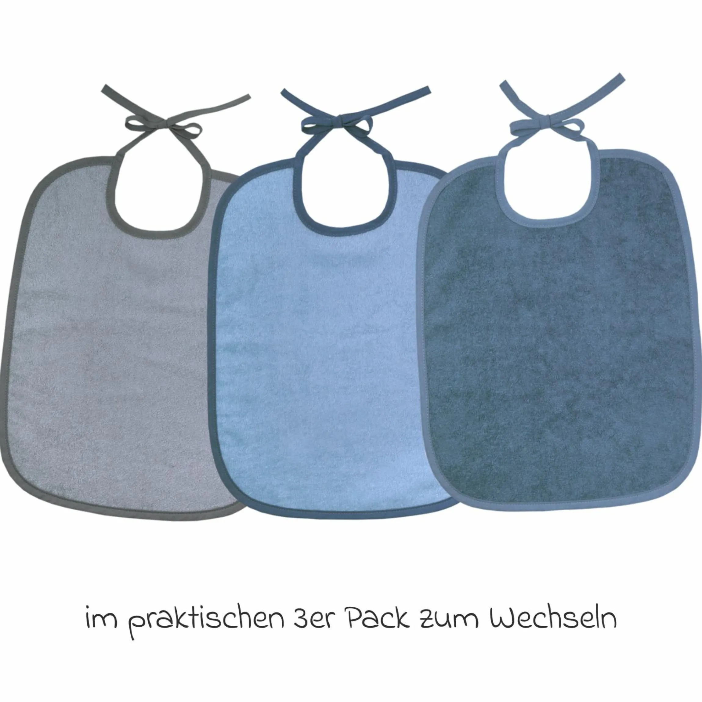 Riesen-Bindelätzchen 3er Pack 32 x 40 cm - Stahlblau-Grau