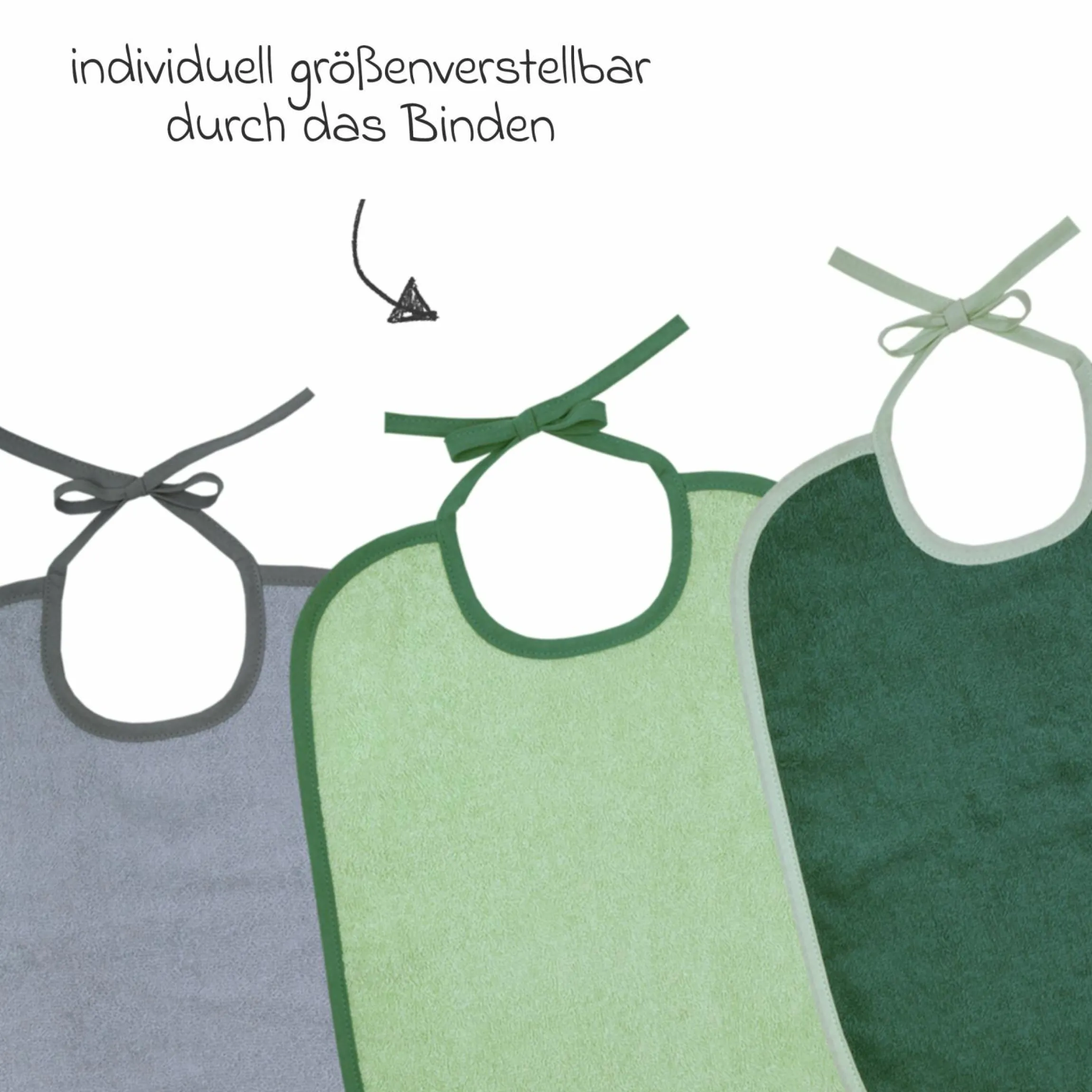 Riesen-Bindelätzchen 3er Pack 32 x 40 cm - Grün-Grau