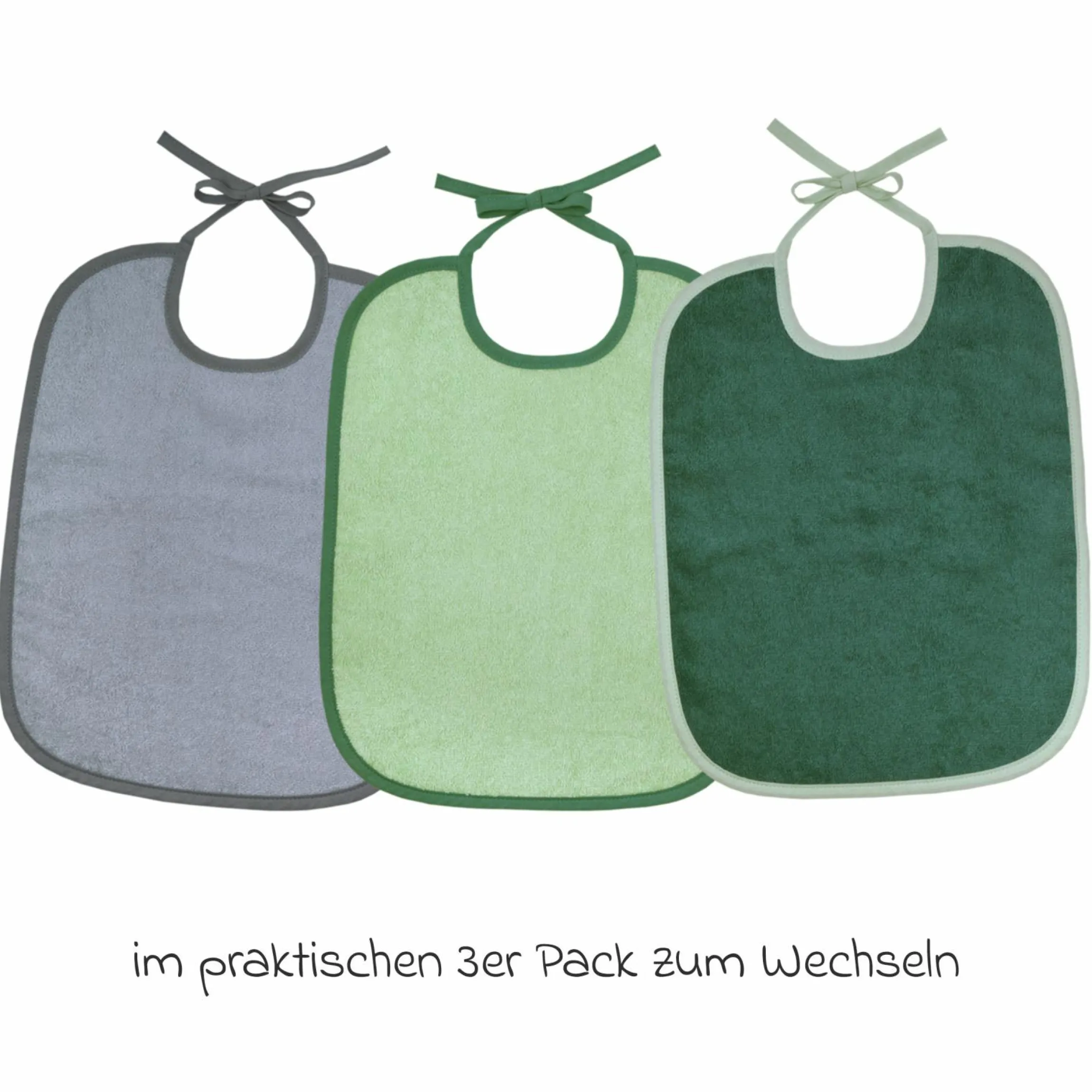 Riesen-Bindelätzchen 3er Pack 32 x 40 cm - Grün-Grau