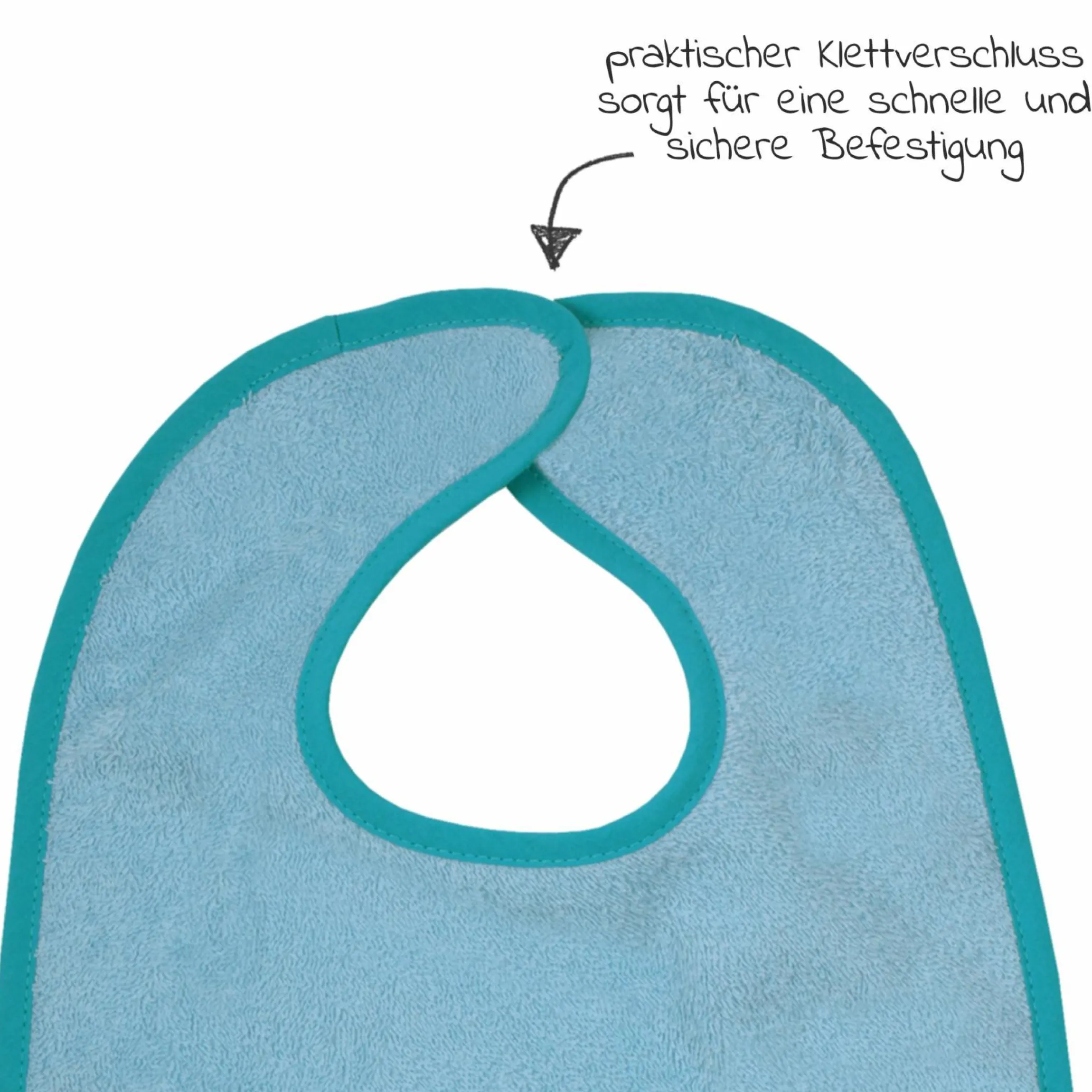 Riesen-Klettlätzchen 30 x 45 cm - Stickerei Pinguine - Eisblau