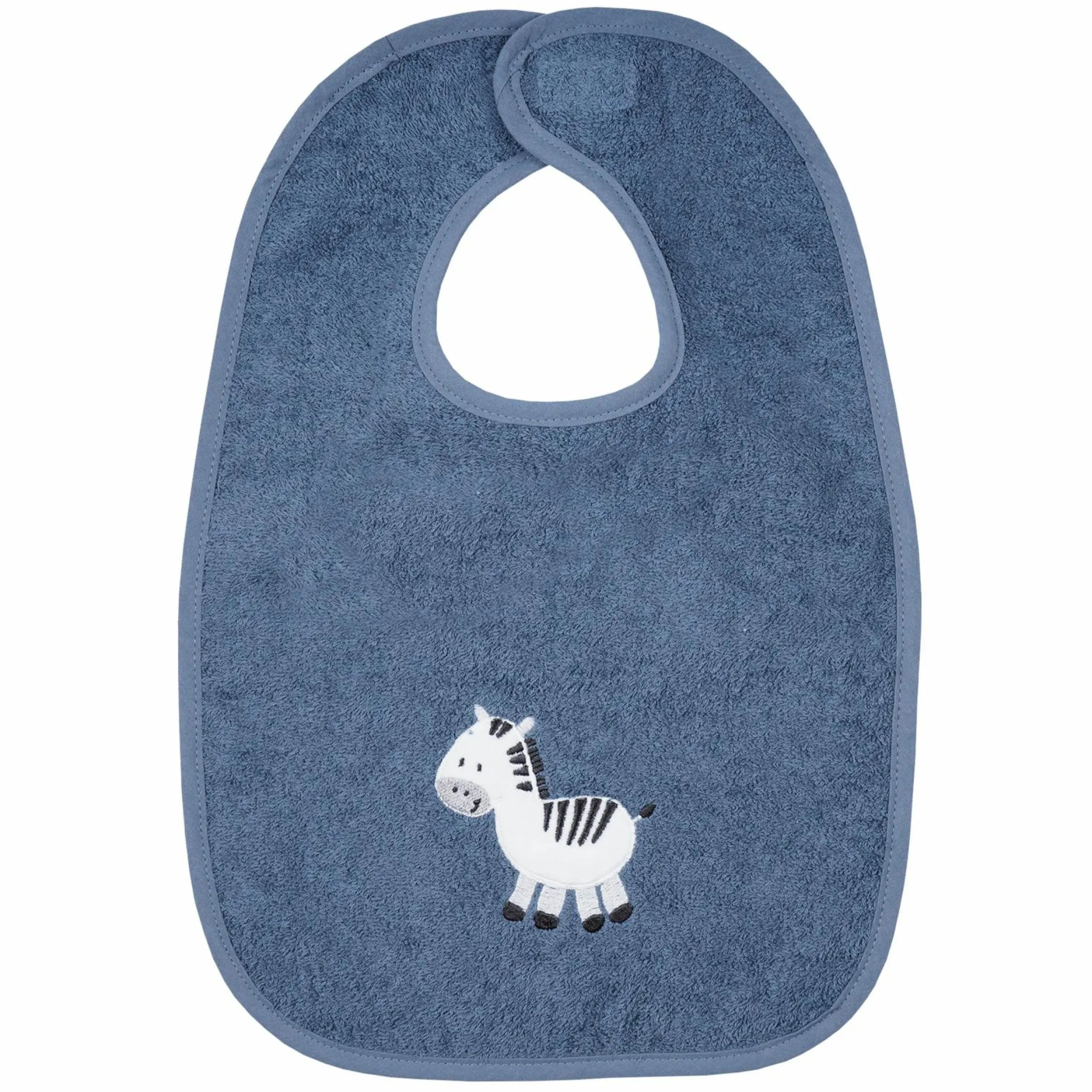Riesen-Klettlätzchen 30 x 45 cm - Stickerei Zebra - Dunkelblau