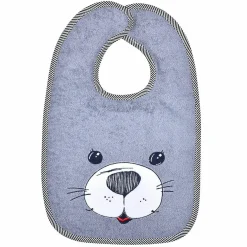 Riesen-Klettlätzchen 30 x 45 cm - Stickerei Seehund - Grau Hellgrau