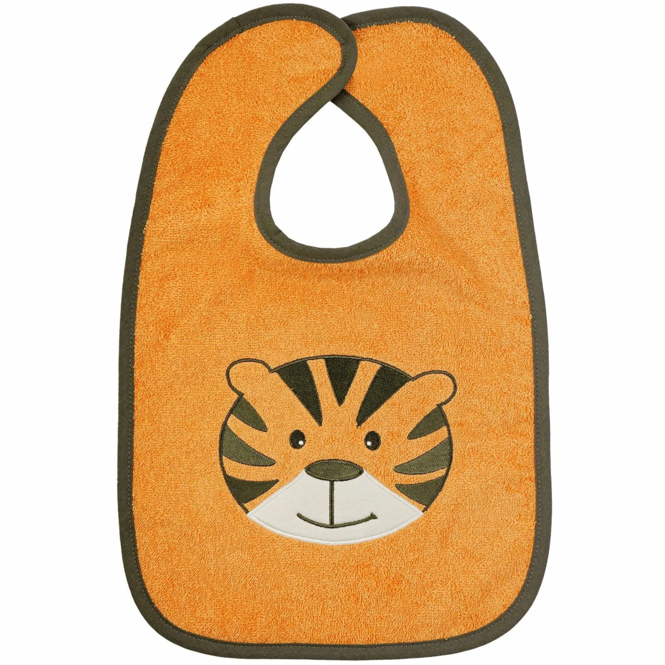 Riesen-Klettlätzchen 30 x 45 cm - Stickerei Tiger - Orange