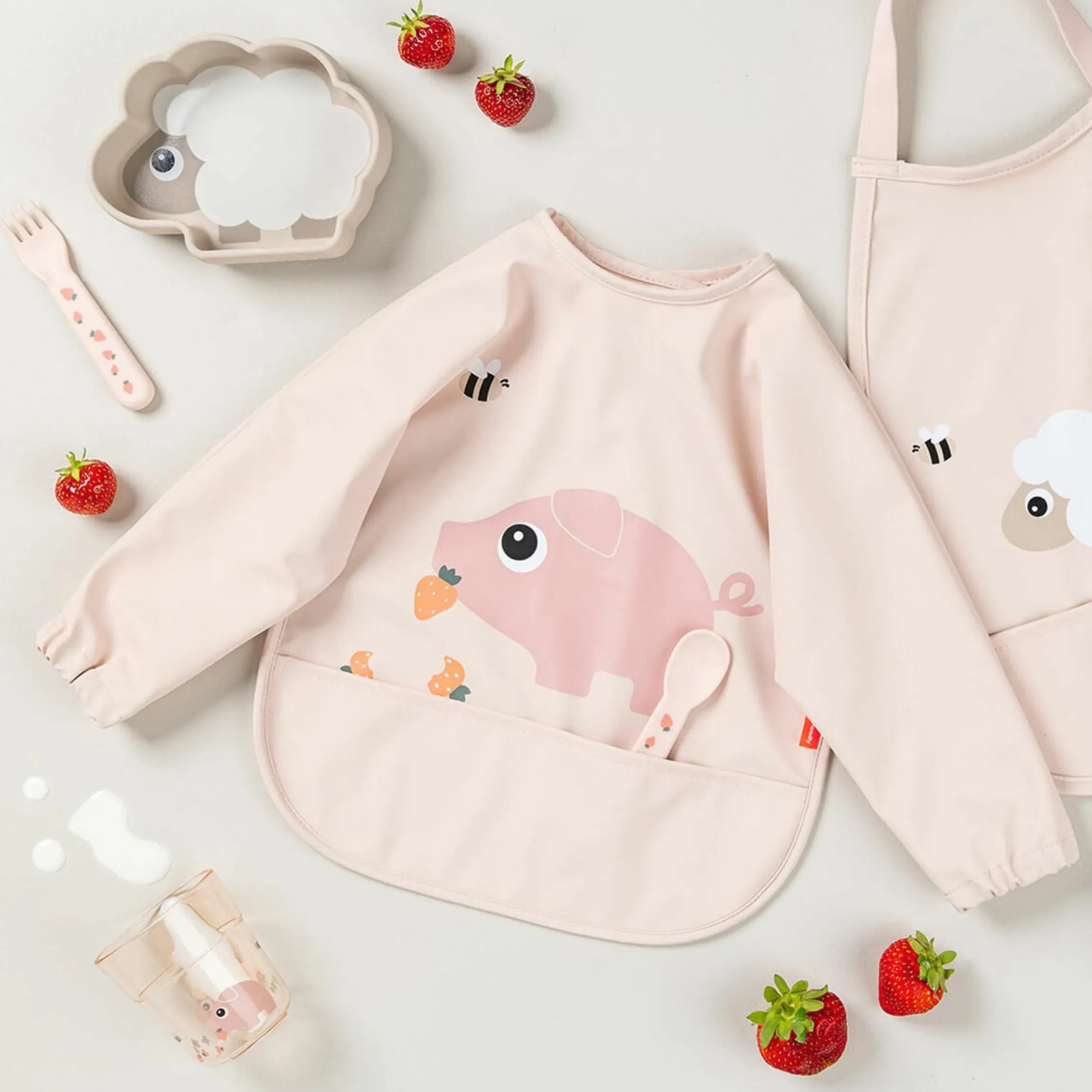 Ärmel-Lätzchen - wasserdicht - Tiny Farm - Powder