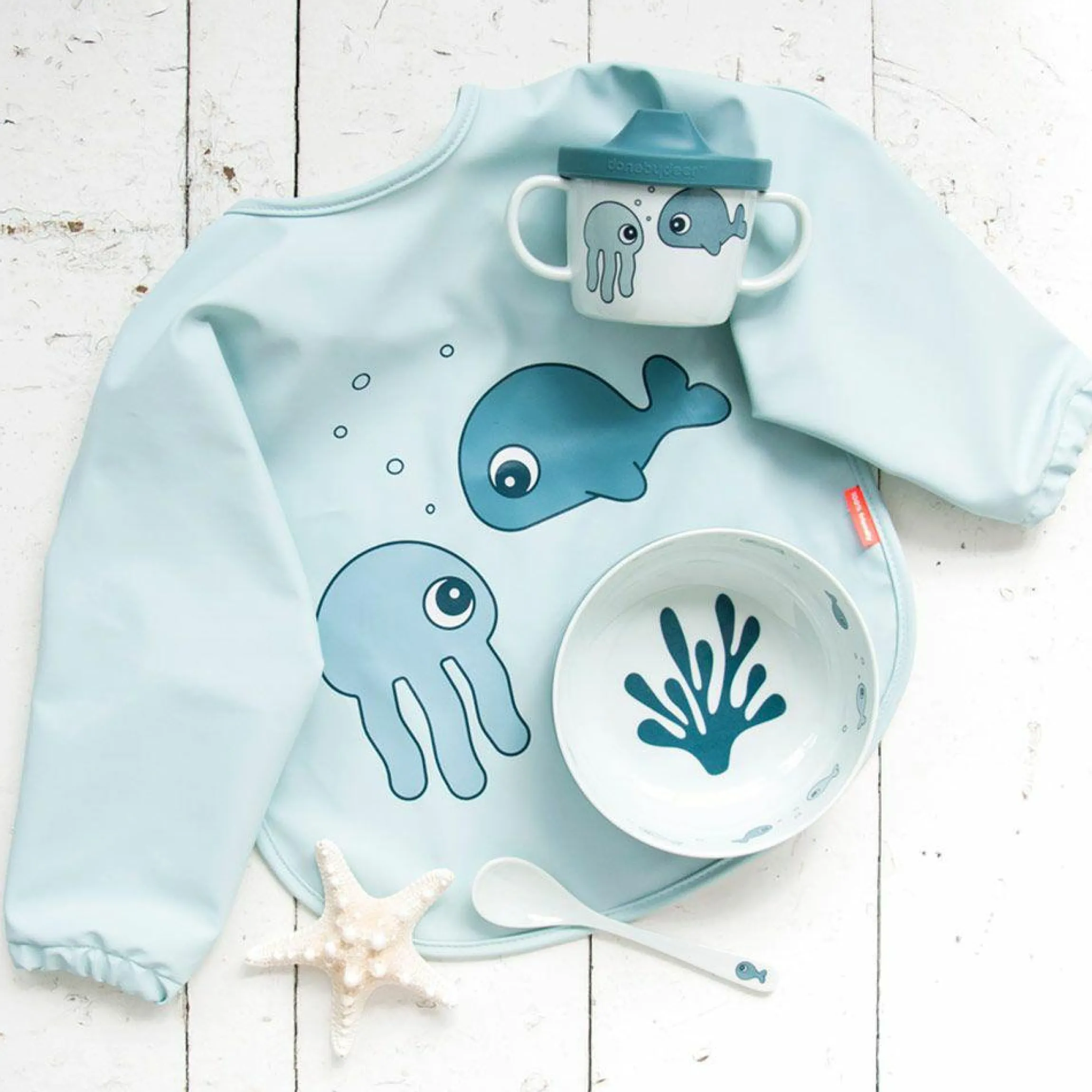 Ärmel-Lätzchen - wasserdicht - Sea Friends - Blau