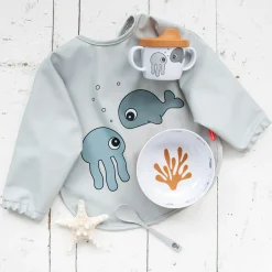 Ärmel-Lätzchen - wasserdicht - Sea Friends - Grau