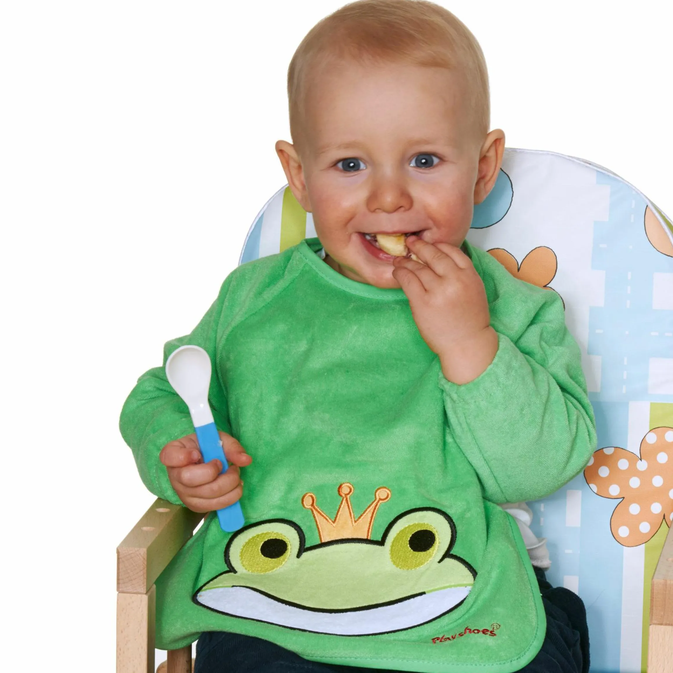 Ärmel-Lätzchen 3er Pack - Giraffe Blau, Tiger Rot & Frosch Grün