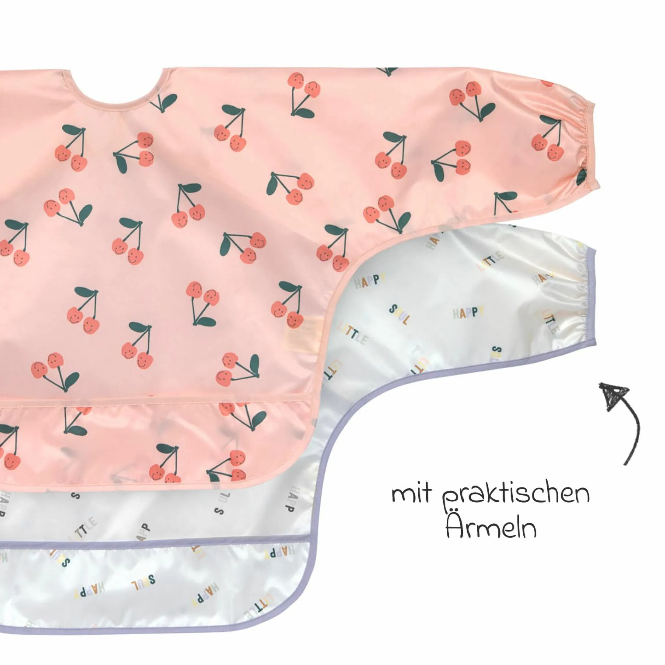 Ärmel-Lätzchen 2er Pack Long Sleeve Bib - Happy Fruits - Cherry