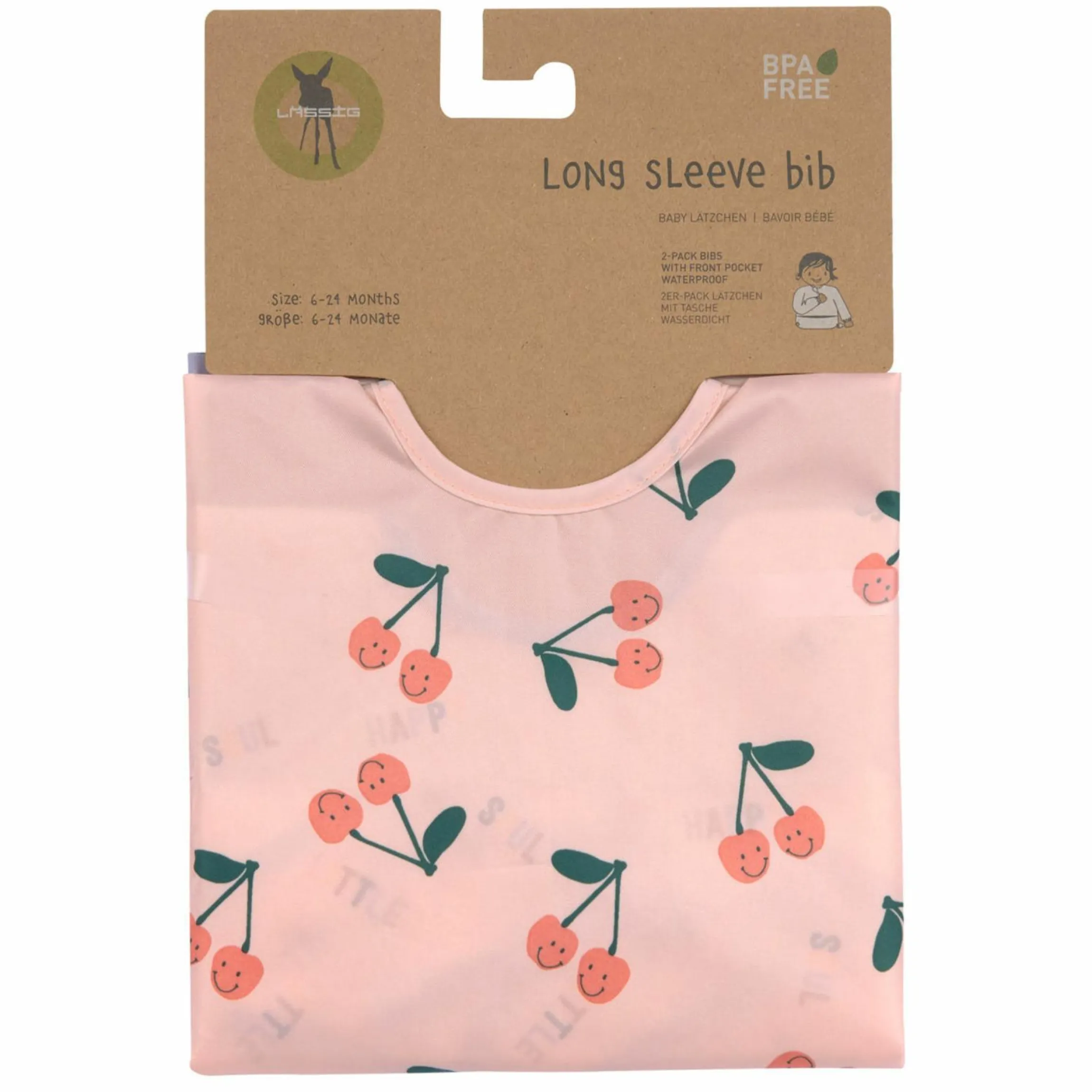 Ärmel-Lätzchen 2er Pack Long Sleeve Bib - Happy Fruits - Cherry