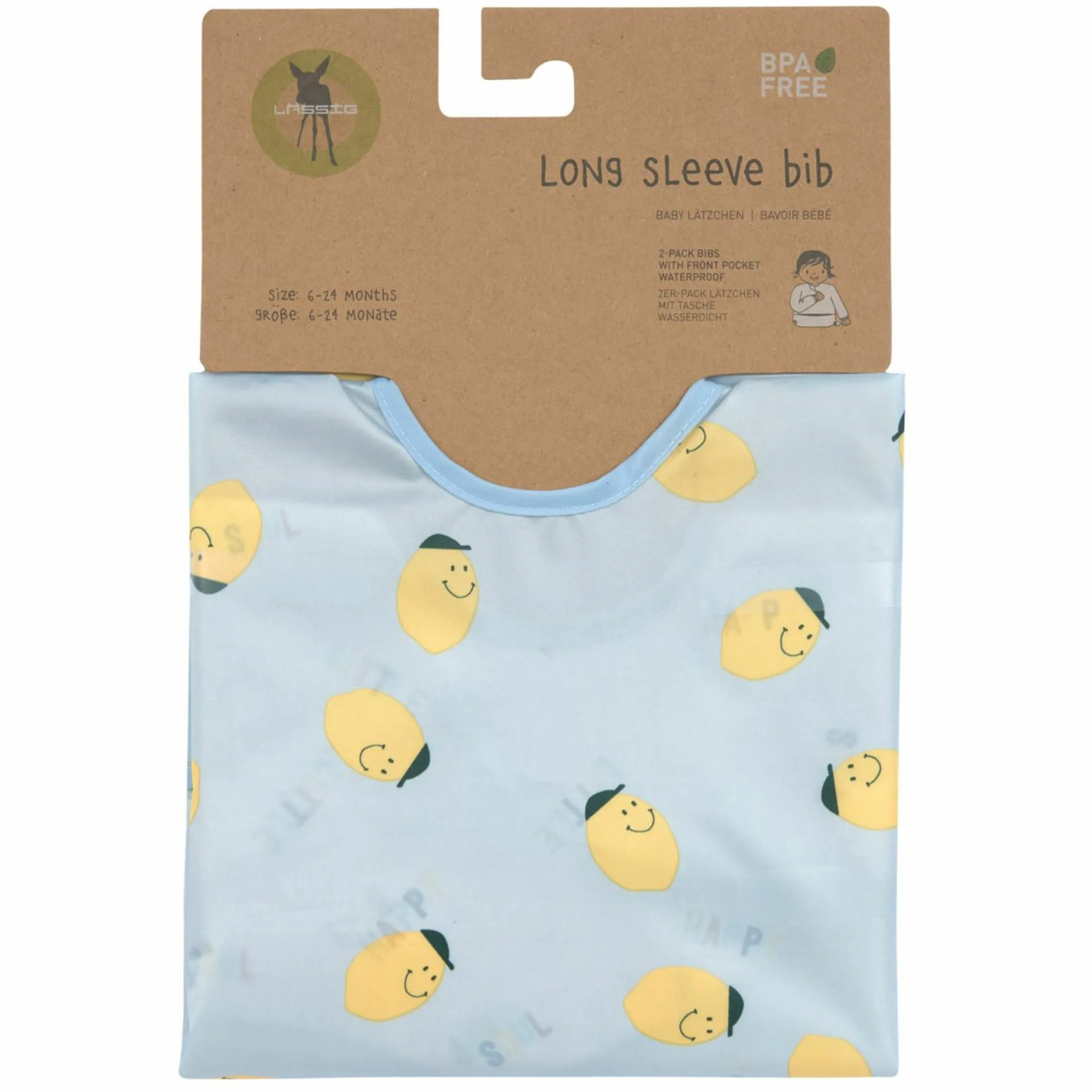 Ärmel-Lätzchen 2er Pack Long Sleeve Bib - Happy Fruits - Lemon