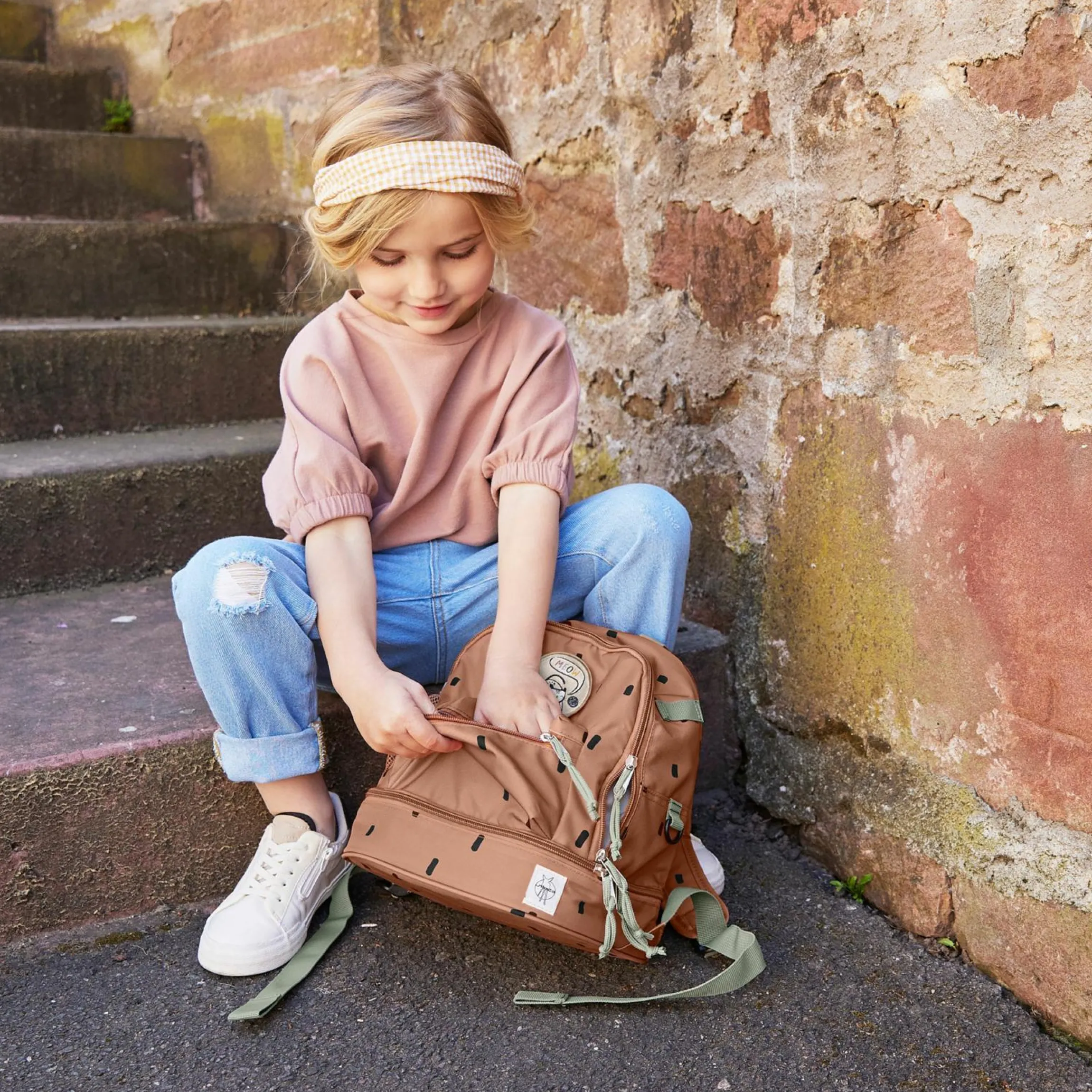 Rucksack Mini Backpack - Happy Prints - Caramel