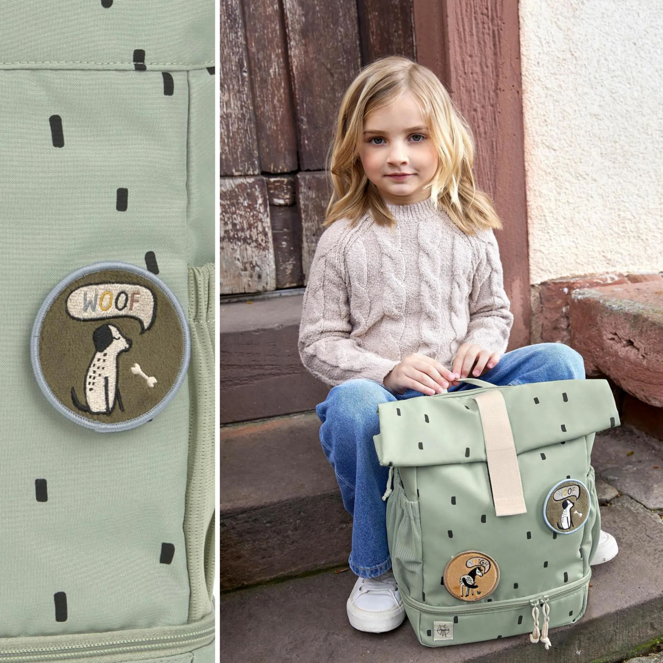 Rucksack Mini Rolltop Backpack - Happy Prints - Light Olive