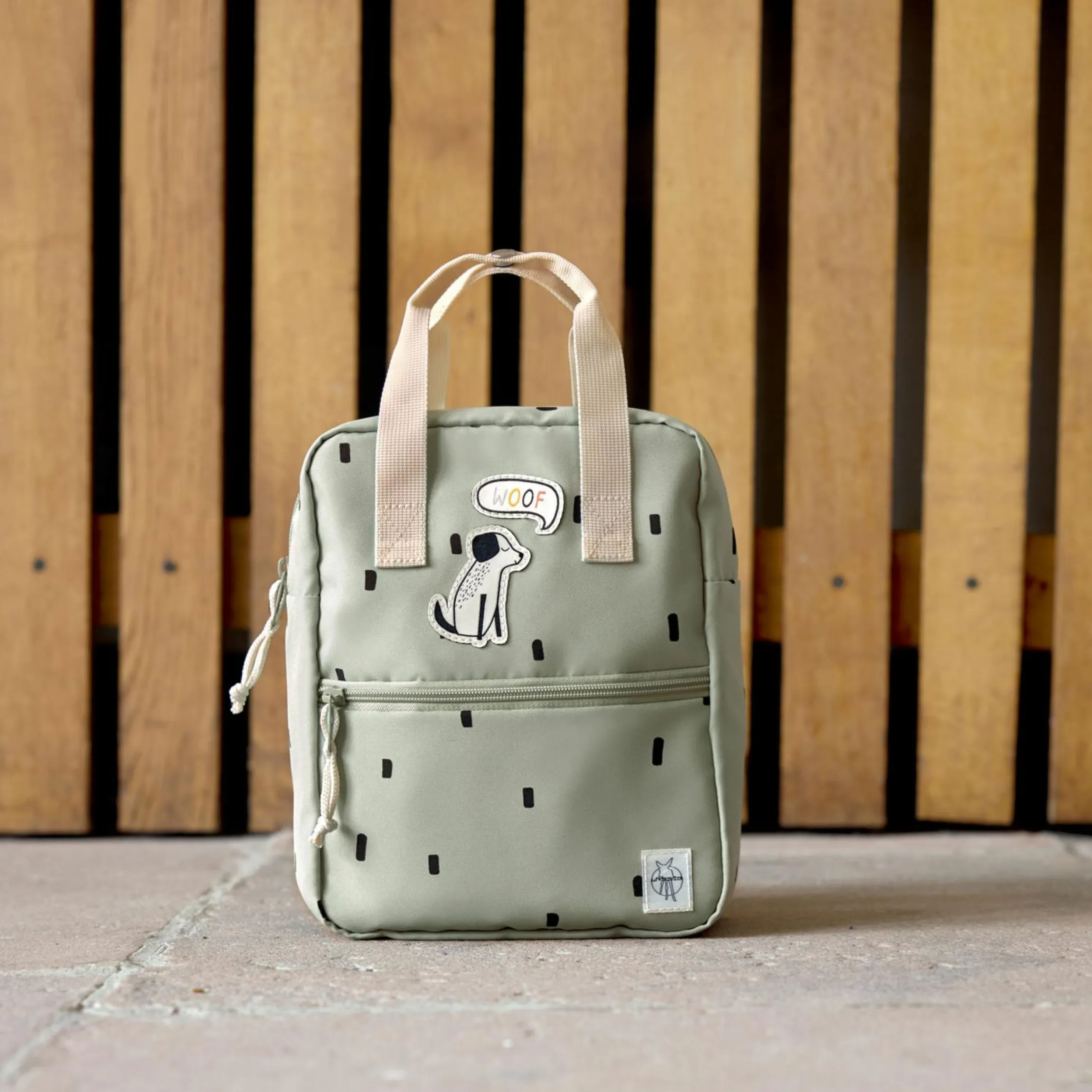 Rucksack Mini Square Backpack - Happy Prints - Light Olive