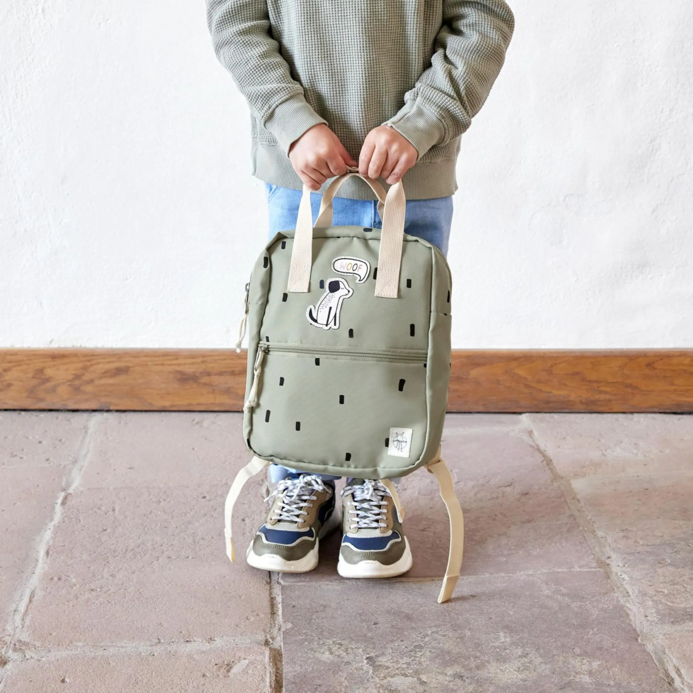 Rucksack Mini Square Backpack - Happy Prints - Light Olive