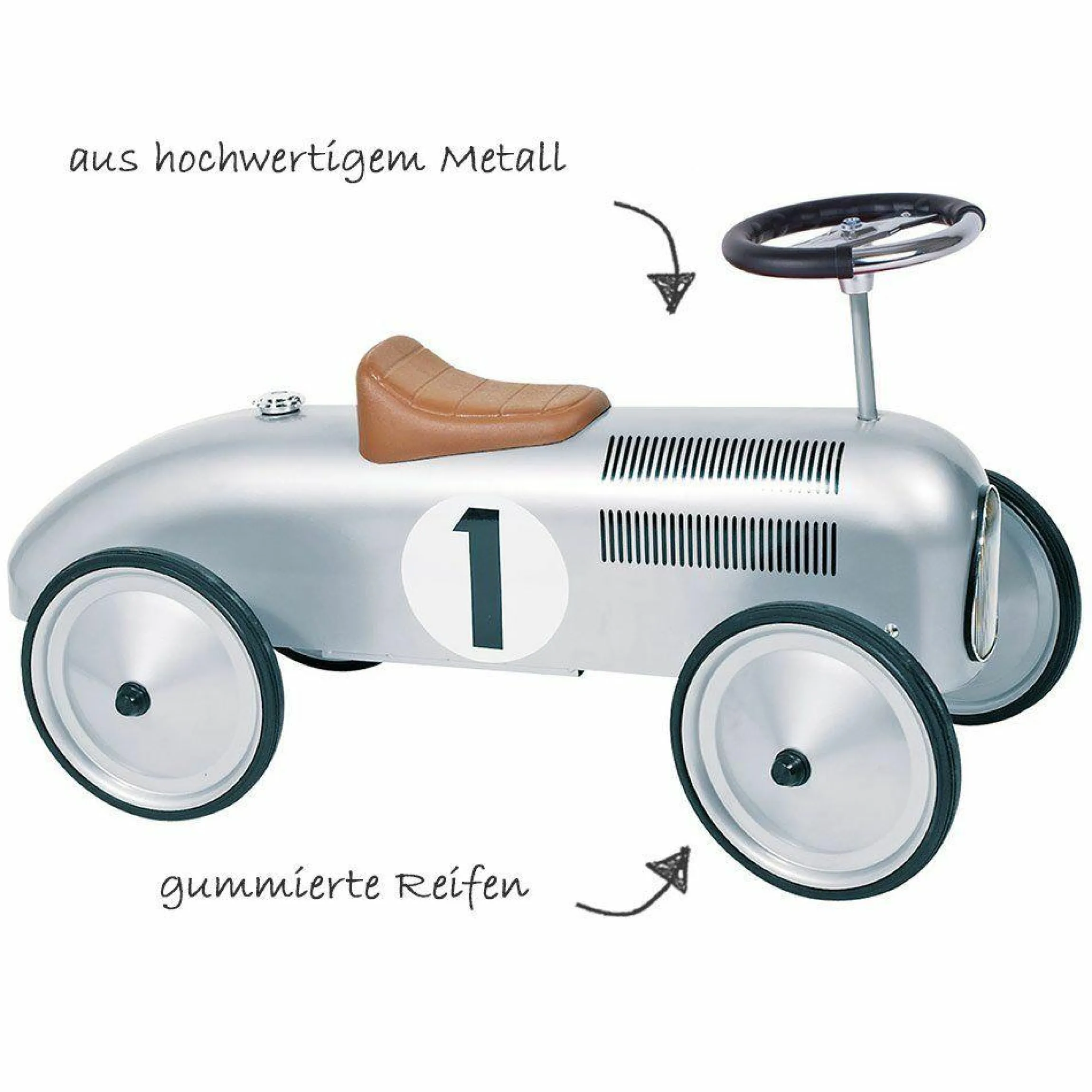 Rutscher Oldtimer aus Metall - Silber