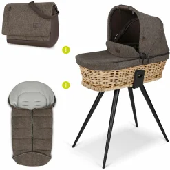 Salsa 4 Air Home Set - Korb-Tragewanne + Ständer, Wickeltasche und Fußsack - Fashion Edition - Braid