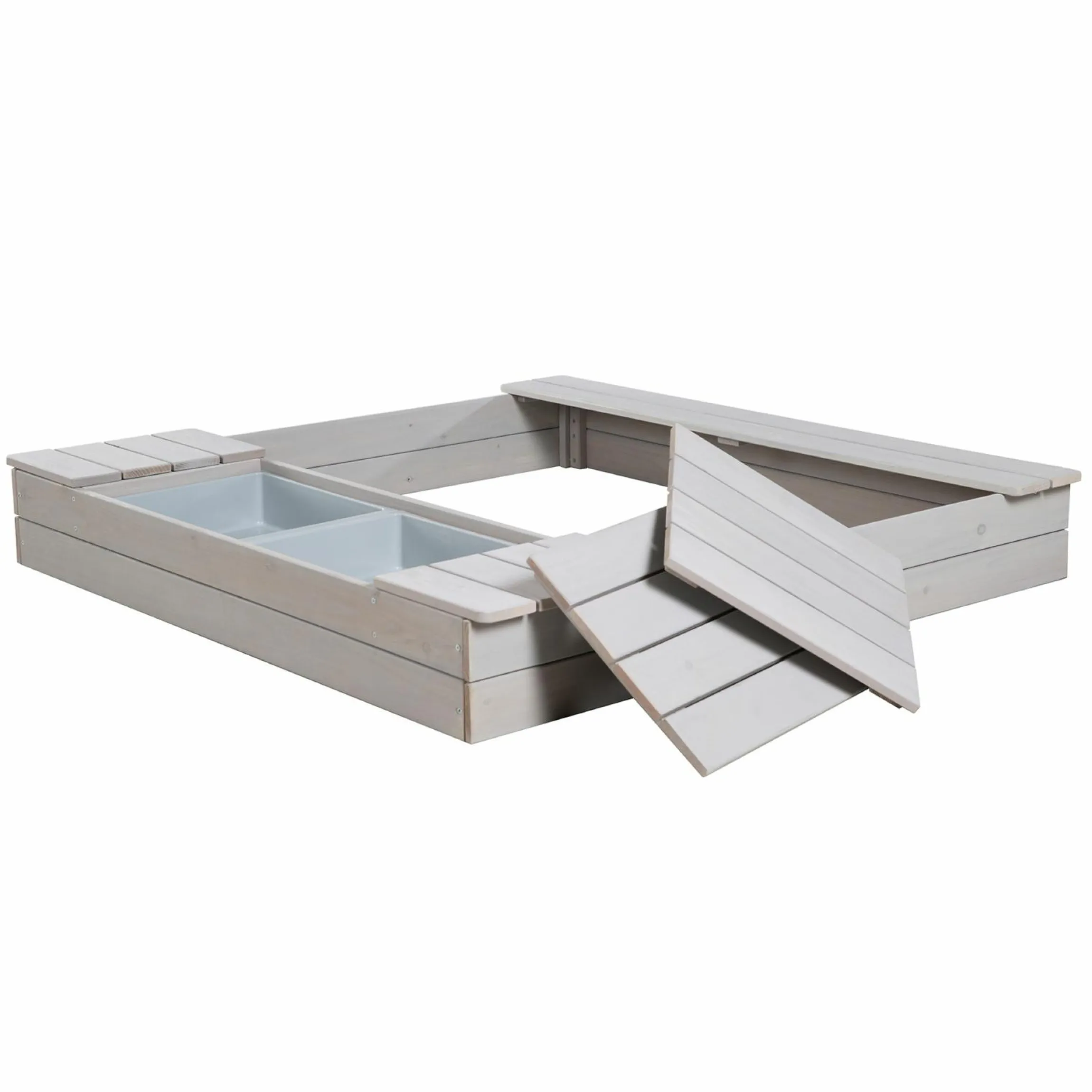 Sandkasten mit 2 Spielwannen 125 x 120 cm - Grau - Kollektion 2025