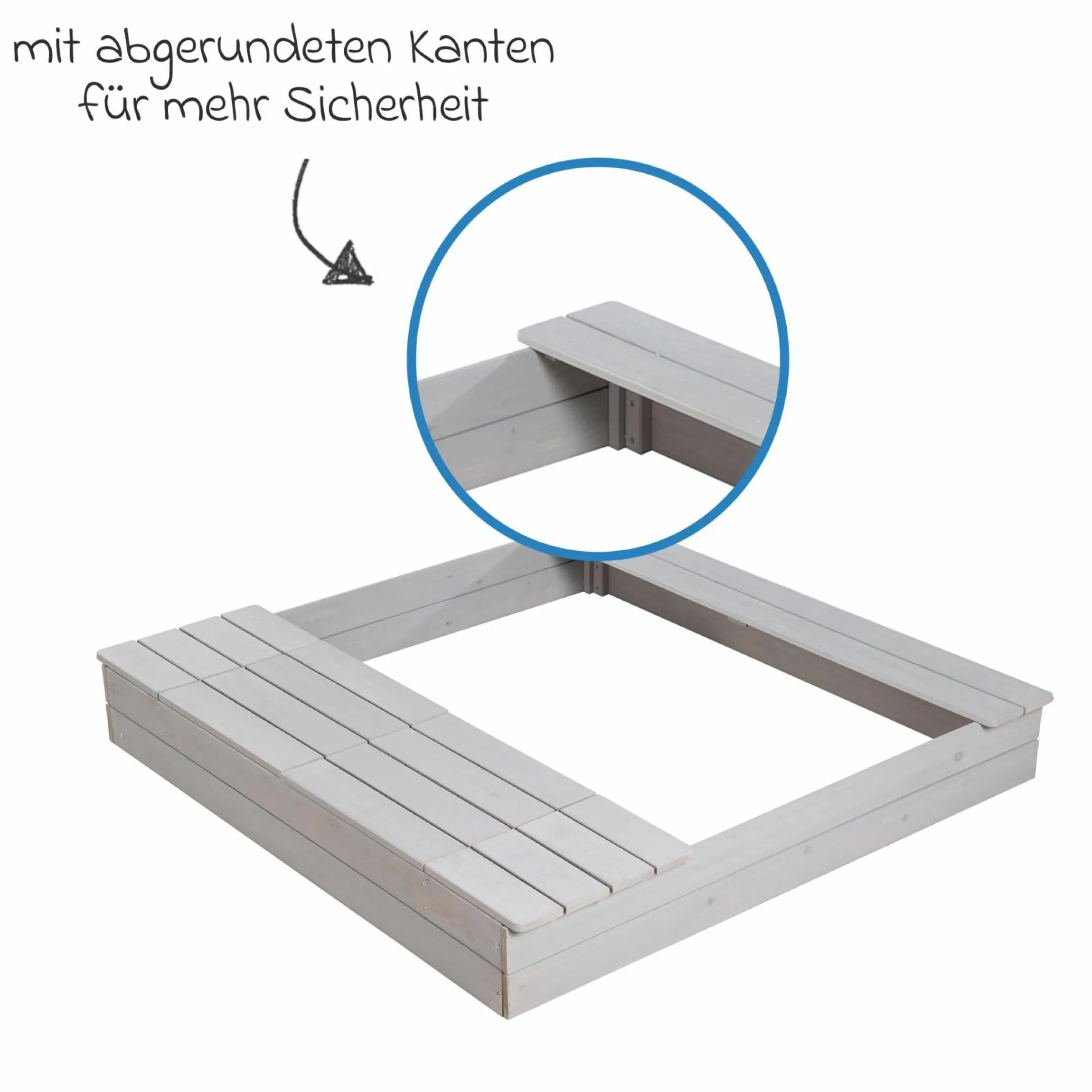Sandkasten mit 2 Spielwannen 125 x 120 cm - Grau - Kollektion 2025