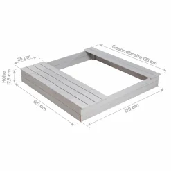 Sandkasten mit 2 Spielwannen 125 x 120 cm - Grau - Kollektion 2025