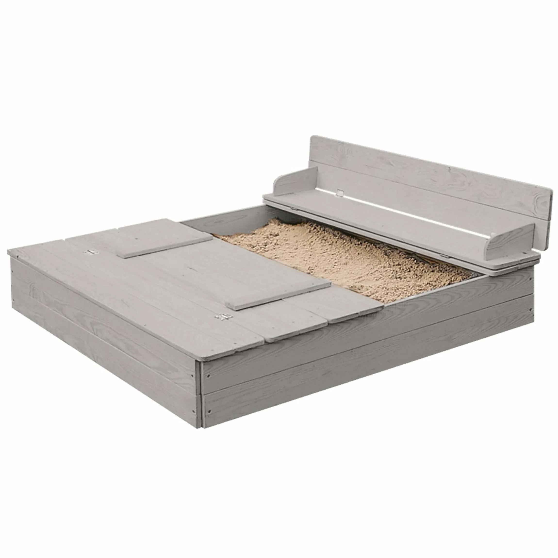 Sandkasten mit aufklappbarer Sitzbank 127 x 123,5 cm - Grau - Kollektion 2025