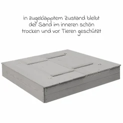 Sandkasten mit aufklappbarer Sitzbank 127 x 123,5 cm - Grau - Kollektion 2025