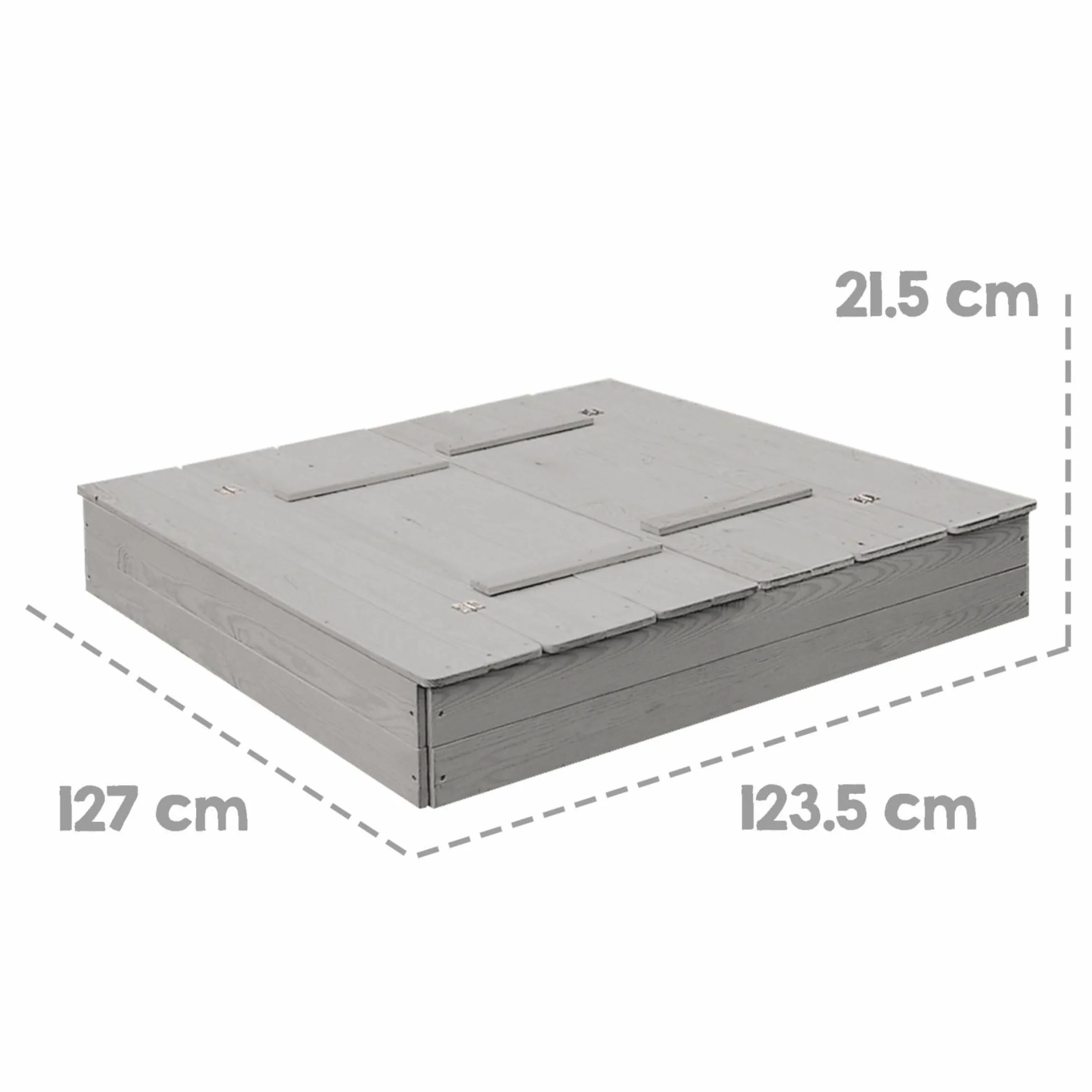 Sandkasten mit aufklappbarer Sitzbank 127 x 123,5 cm - Grau - Kollektion 2025