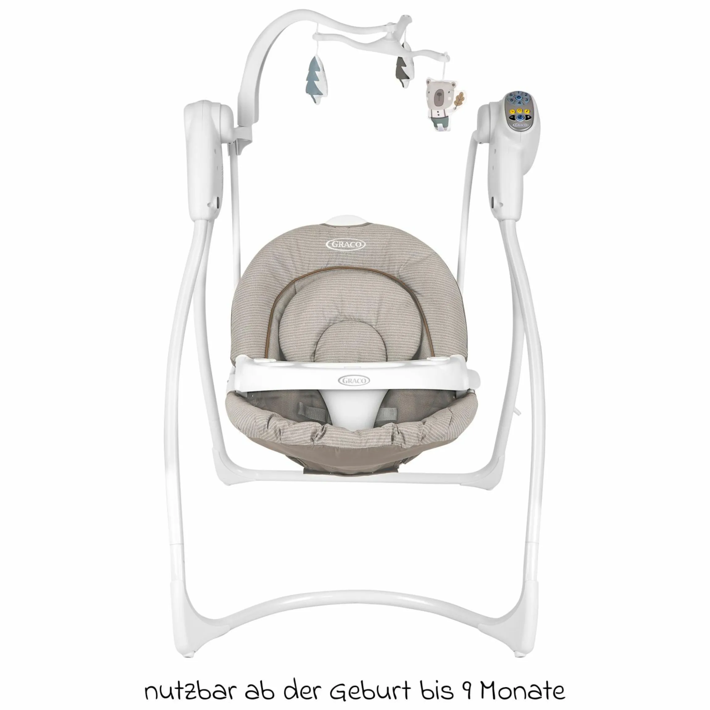 Schaukel Lovin Hug ab Geburt - 9 Monate mit abnehmbarem Tablett inkl. Mobile mit 3 Stoff-Figuren - Little Adventures - Kollektion 2025