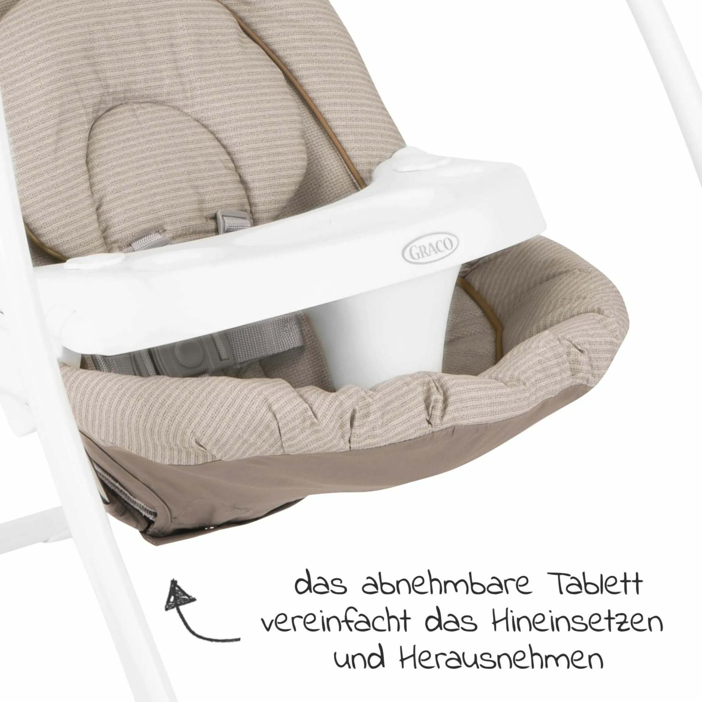 Schaukel Lovin Hug ab Geburt - 9 Monate mit abnehmbarem Tablett inkl. Mobile mit 3 Stoff-Figuren - Little Adventures - Kollektion 2025