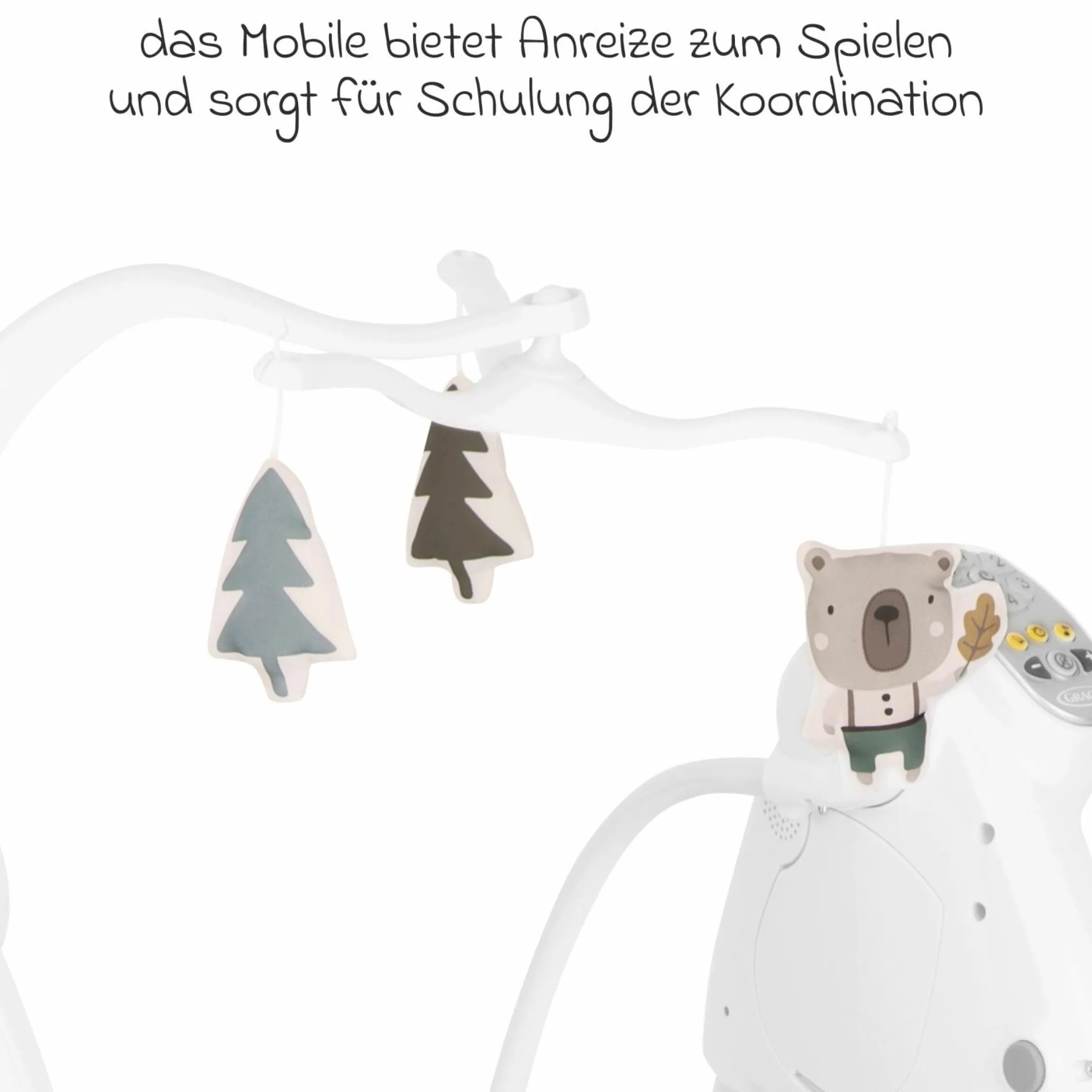 Schaukel Lovin Hug ab Geburt - 9 Monate mit abnehmbarem Tablett inkl. Mobile mit 3 Stoff-Figuren - Little Adventures - Kollektion 2025