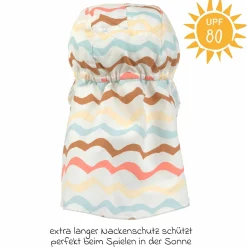 Schirmmütze mit Nackenschutz LSF Sun Protection Flap Hat - Wave - Sea Salt - Gr. 50/51