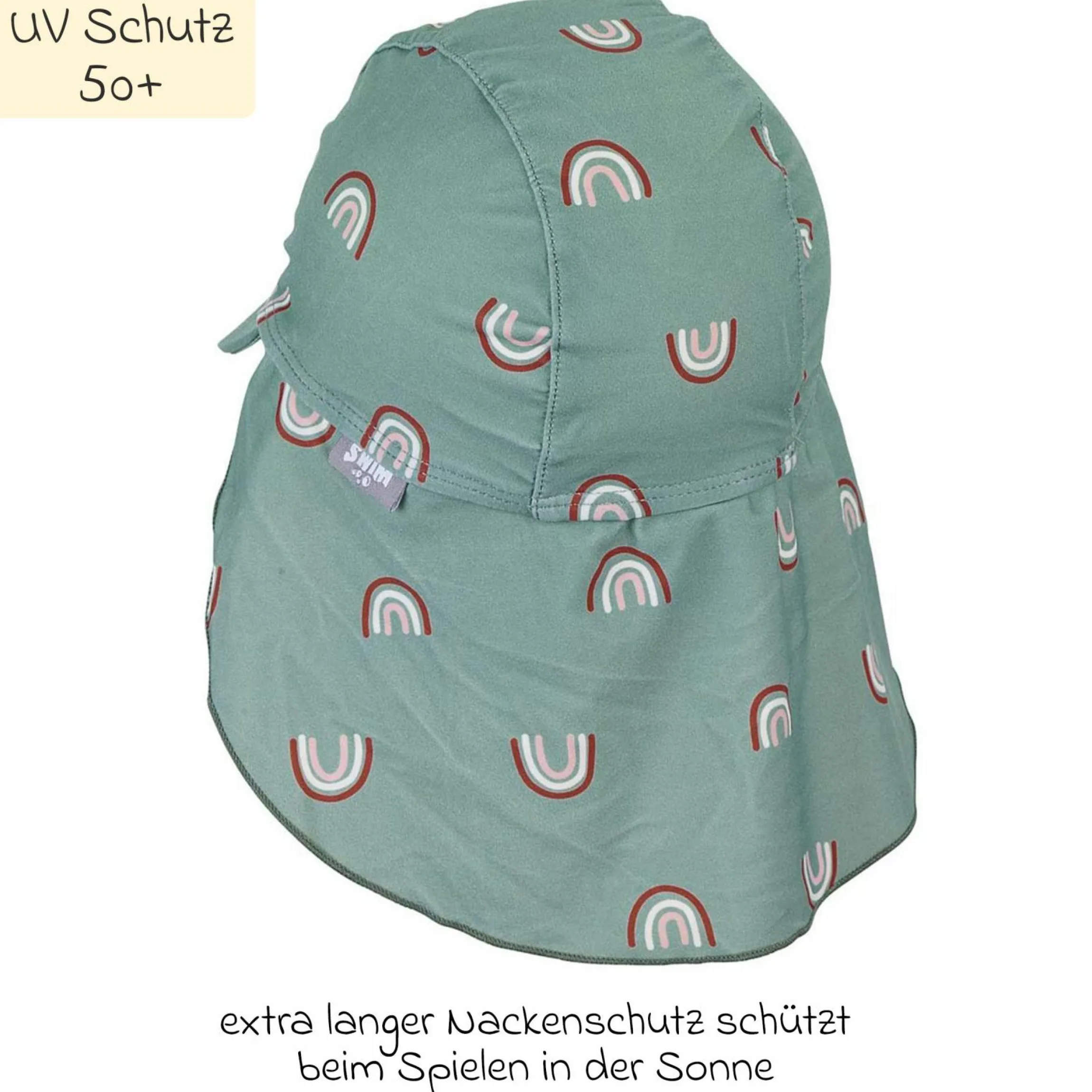 Schirmmütze mit Nackenschutz LSF - Regenbogen - Grün - Gr. 45