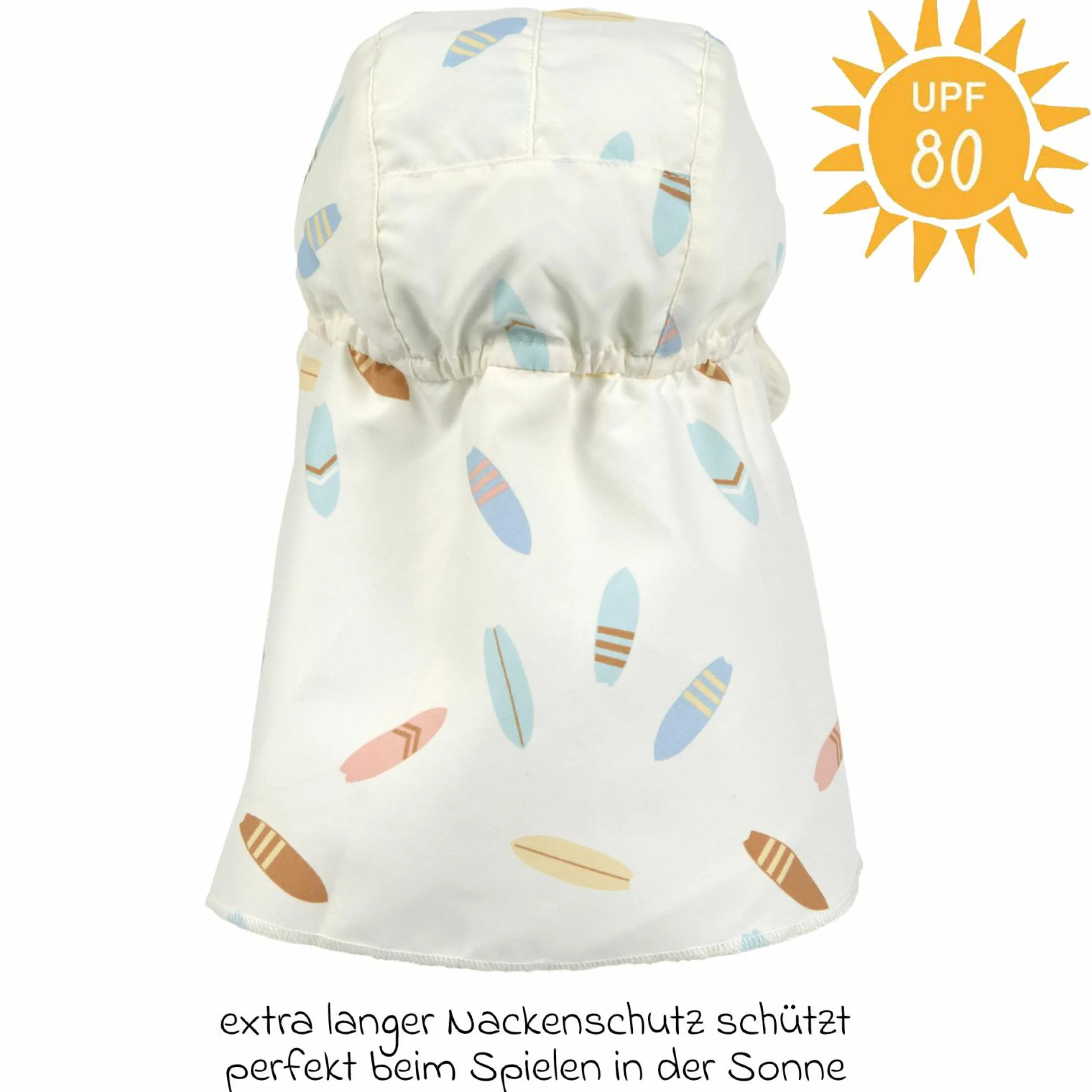 Schirmmütze mit Nackenschutz LSF Sun Protection Flap Hat - Surfboards - Sea Salt - Gr. 43/45