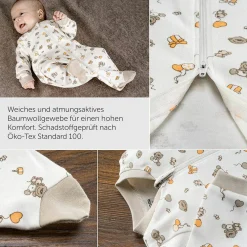 Schlafanzug Einteiler - 2er Pack - Lovely Bear Offwhite Beige - Gr. 62/68