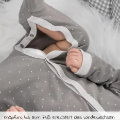 Schlafanzug 2er Pack Strampler Pyjama Einteiler - Grau Uni / Punkte - Gr. 62/68