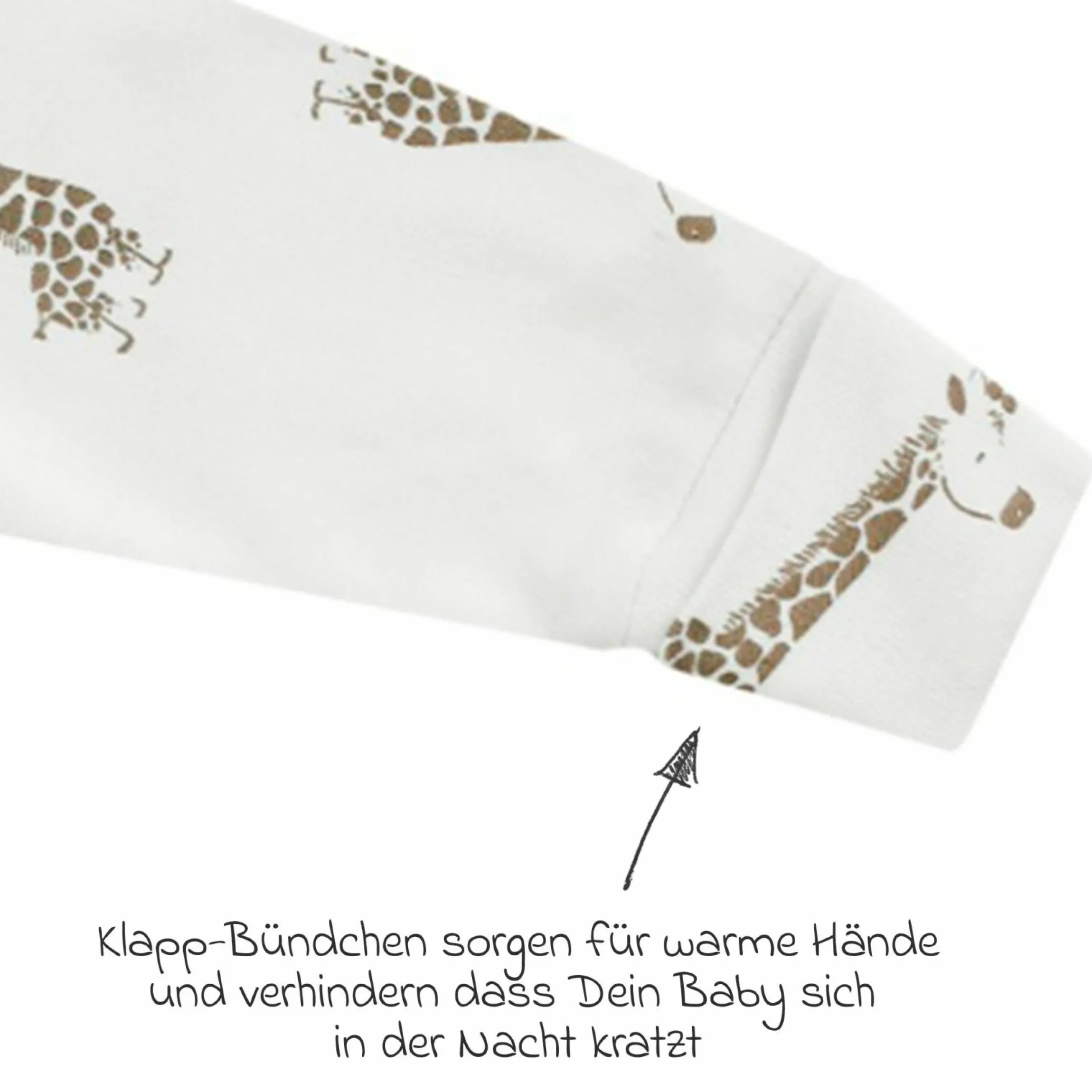 Schlafanzug inkl. Kratzfäustlinge - Giraffe Allover - Offwhite - Gr. 74