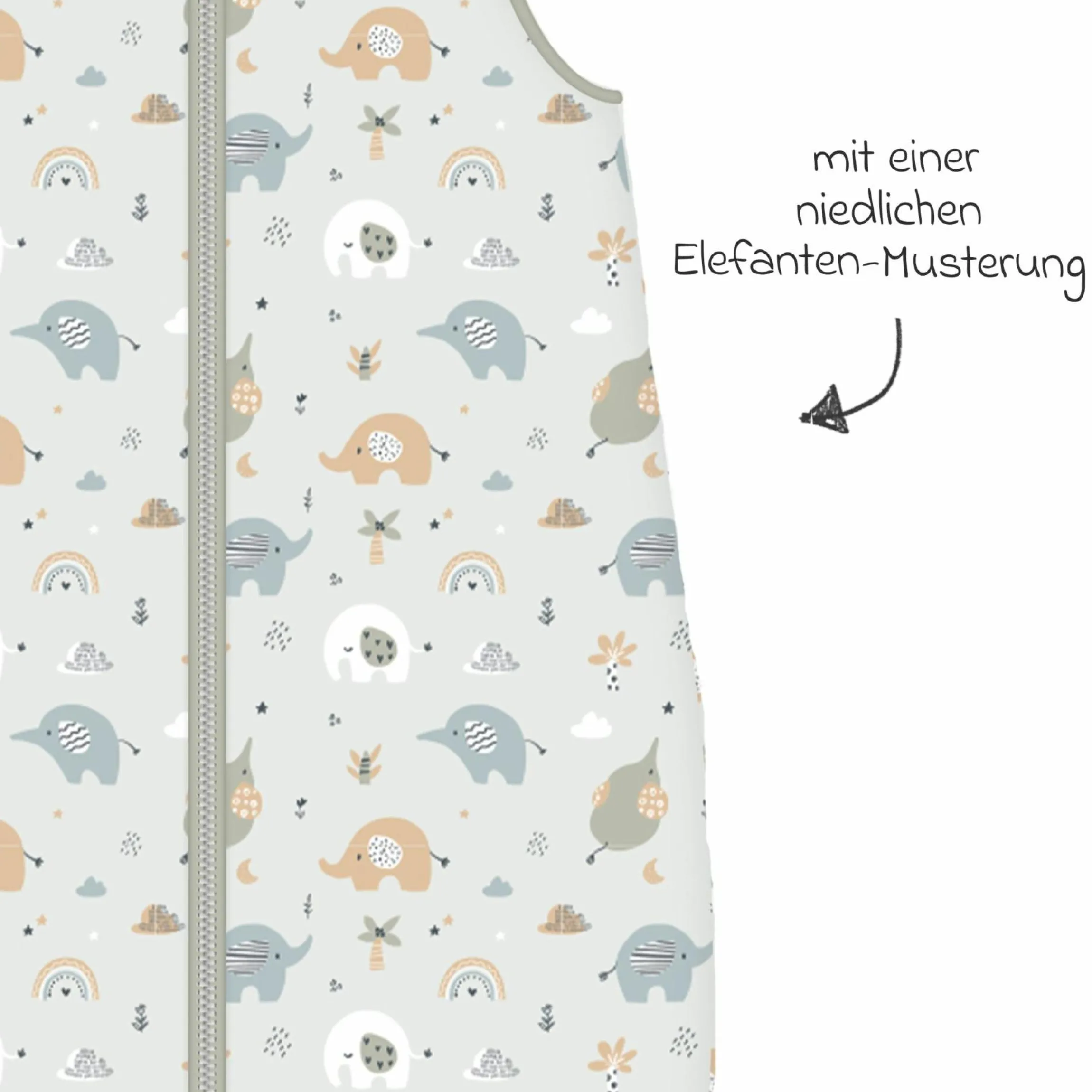 Schlaf-Overall wattiert Jersey - Elephants - Gr. 70 cm
