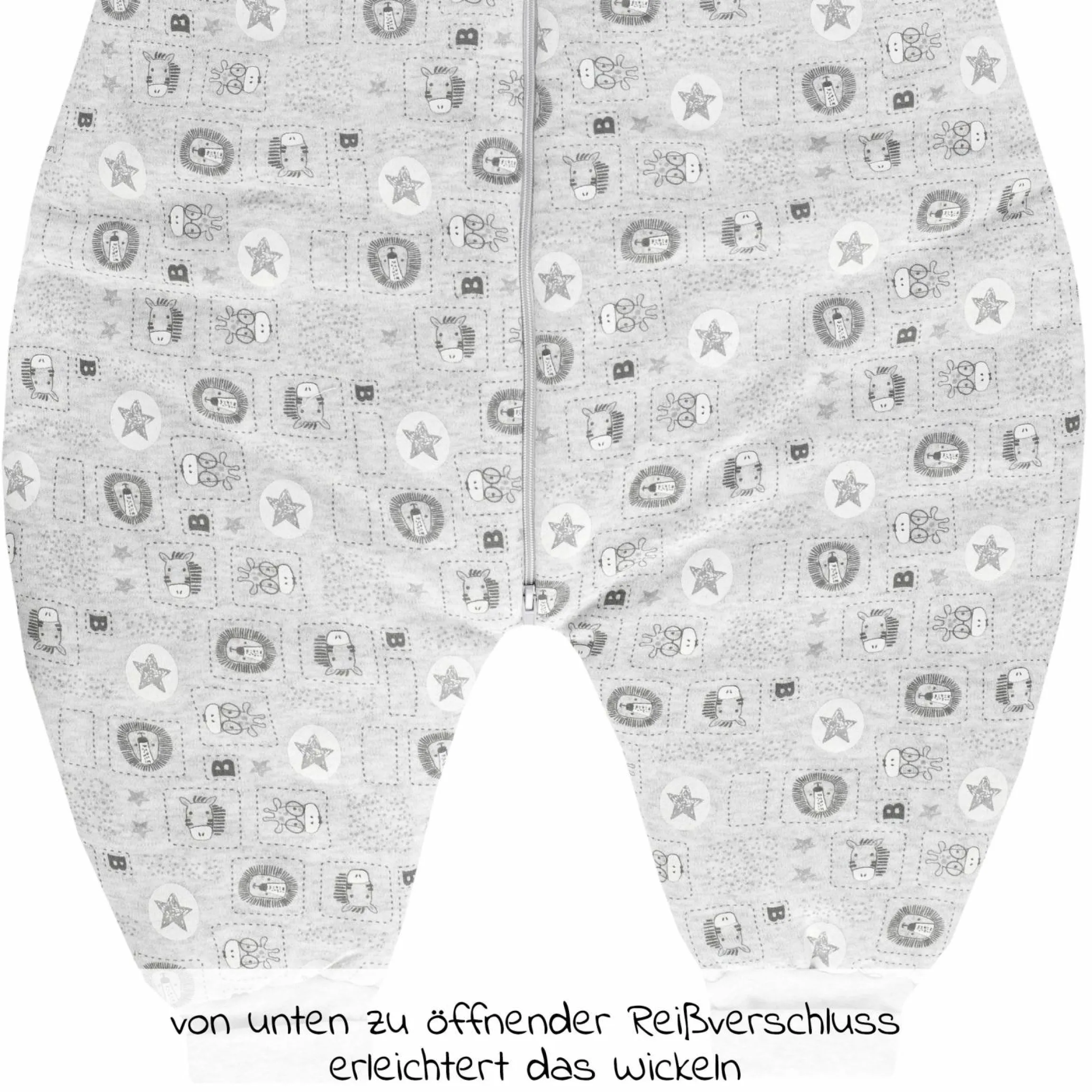 Schlafsack Jumper - Safari Allover - Hellgrau Melange - Gr. 92