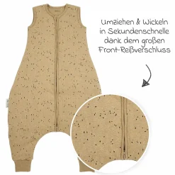 Schlafsack mit Beinen / Schlafoverall - Rib Mini Spot - Toffee Melange - Gr. 92 cm