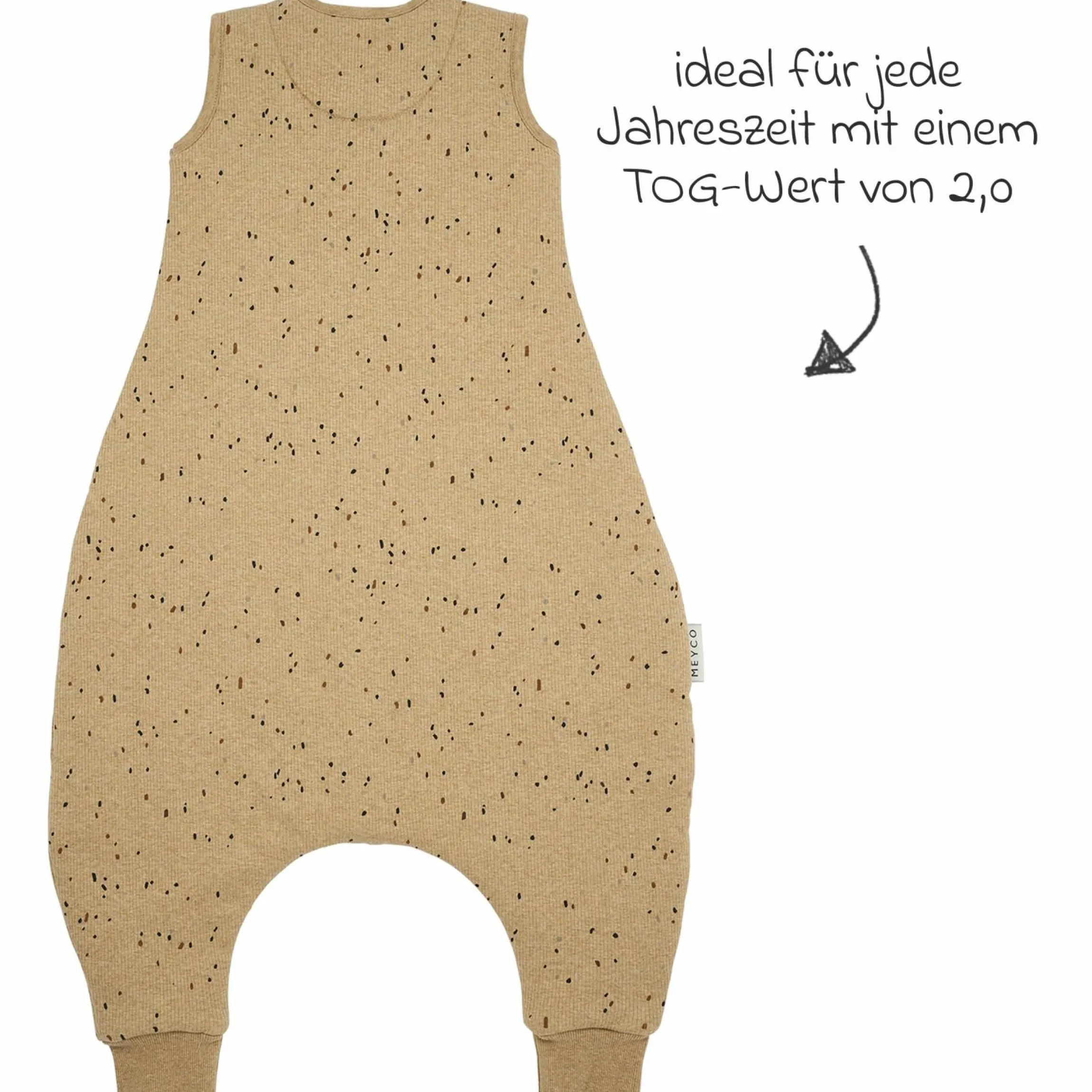 Schlafsack mit Beinen / Schlafoverall - Rib Mini Spot - Toffee Melange - Gr. 92 cm