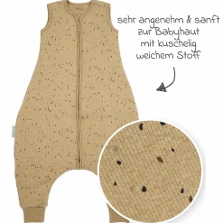 Schlafsack mit Beinen / Schlafoverall - Rib Mini Spot - Toffee Melange - Gr. 92 cm
