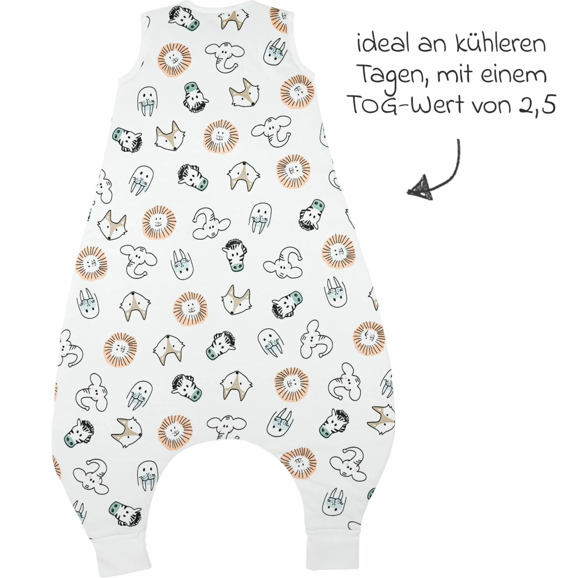 Schlafsack mit Beinen / Schlafoverall Jumper - Animal - Gr. 80 cm