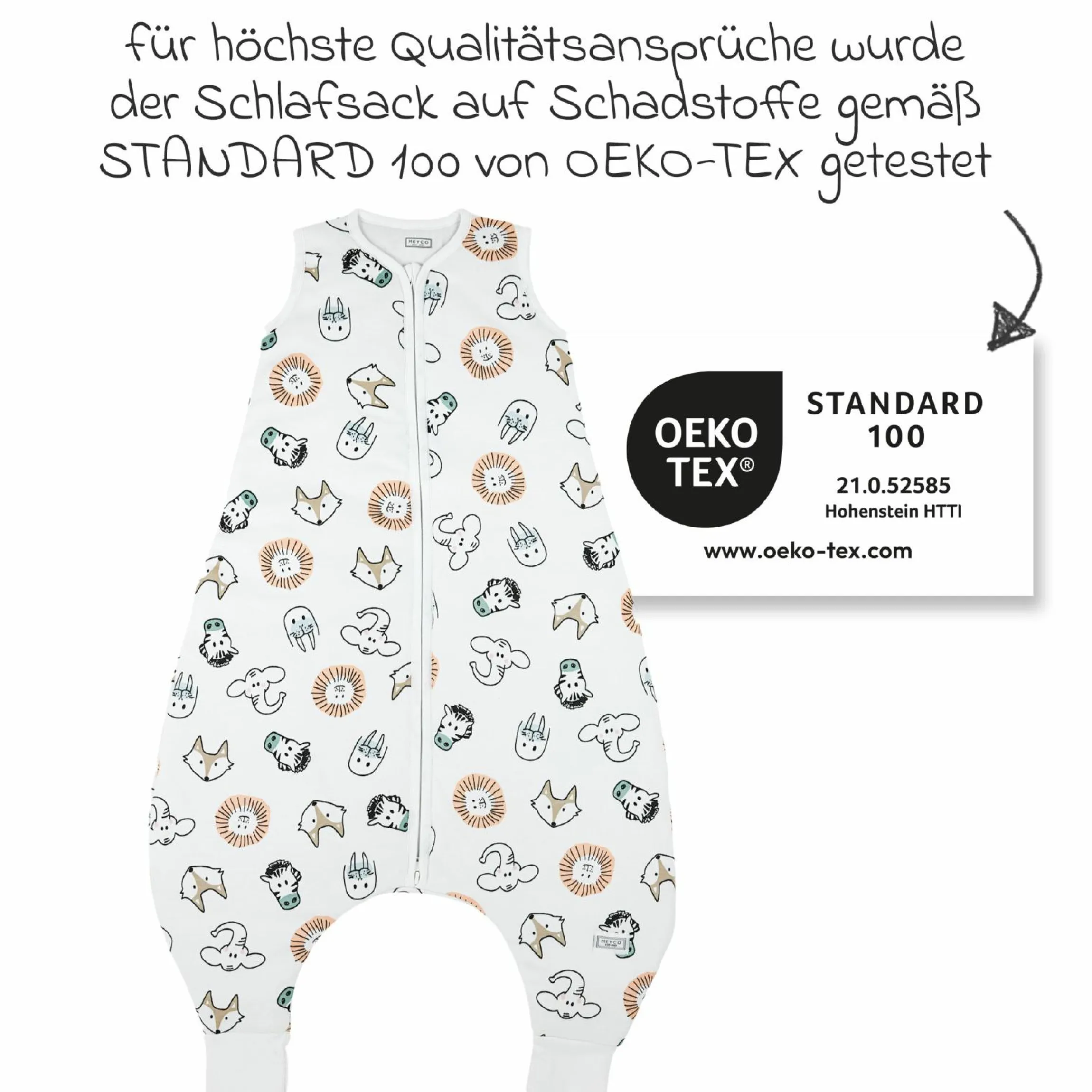 Schlafsack mit Beinen / Schlafoverall Jumper - Animal - Gr. 80 cm