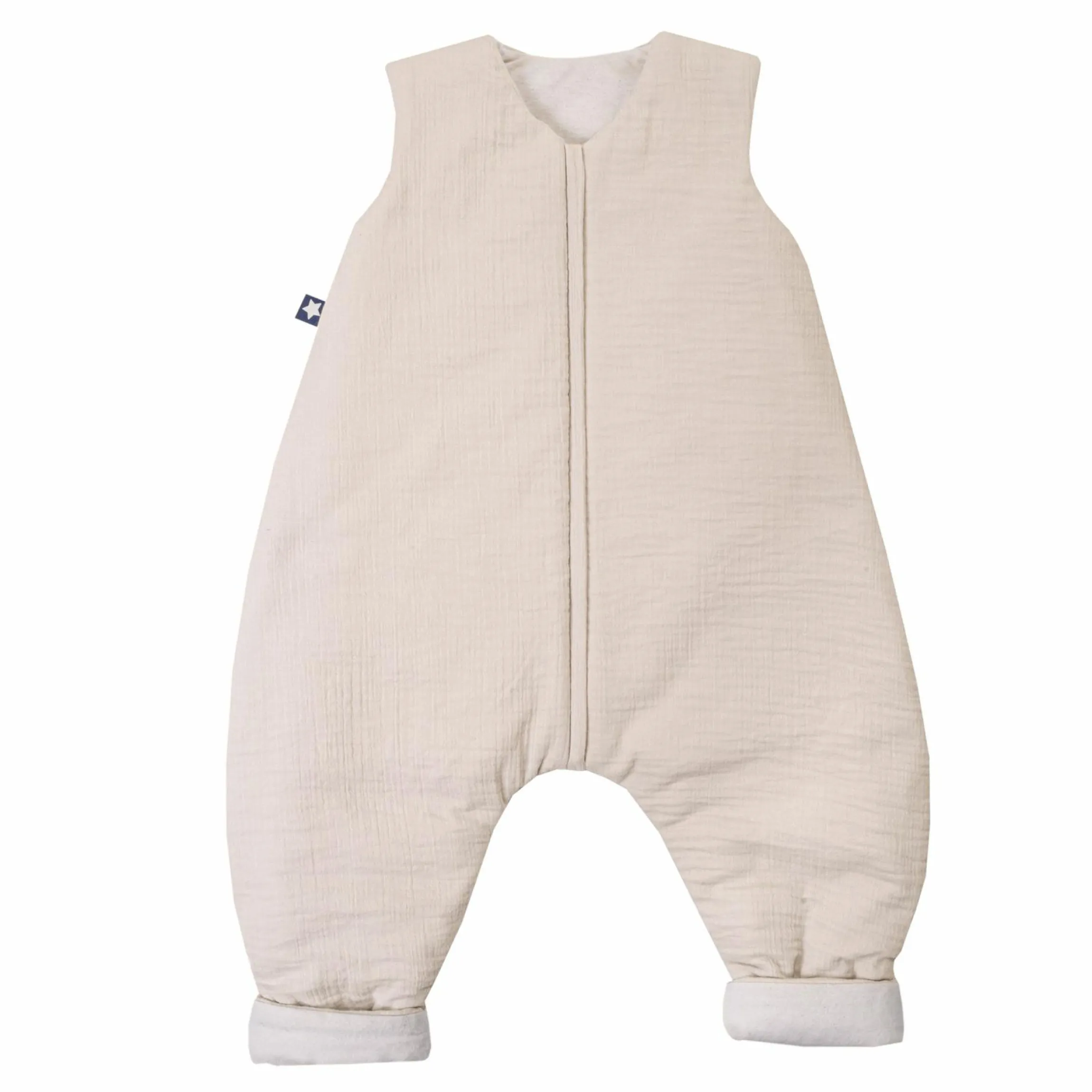 Schlafsack mit Füßen / Jumper wattiert - Musselin - Sand - Gr. 80