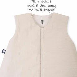 Schlafsack mit Füßen / Jumper wattiert - Musselin - Sand - Gr. 80