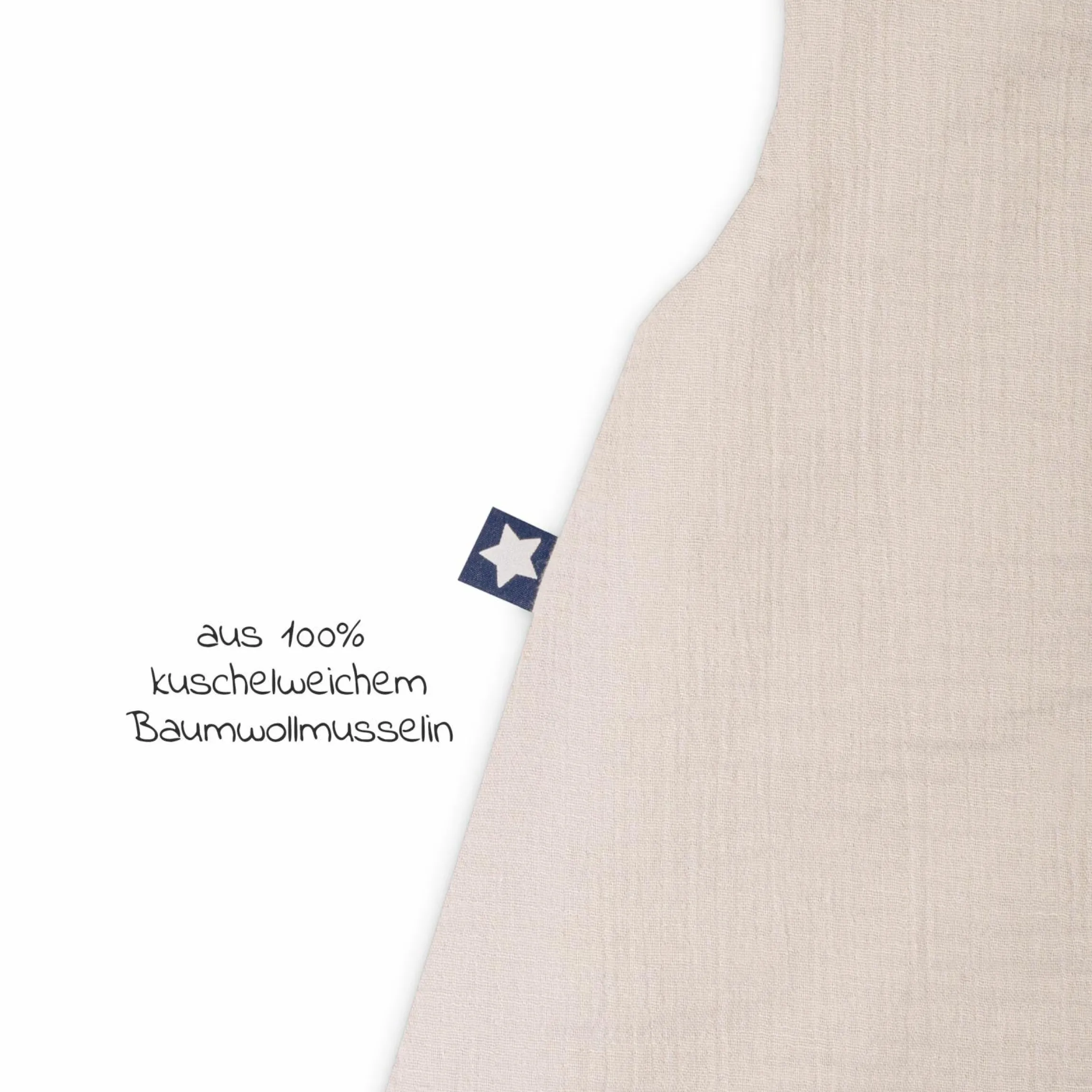 Schlafsack mit Füßen / Jumper wattiert - Musselin - Sand - Gr. 80